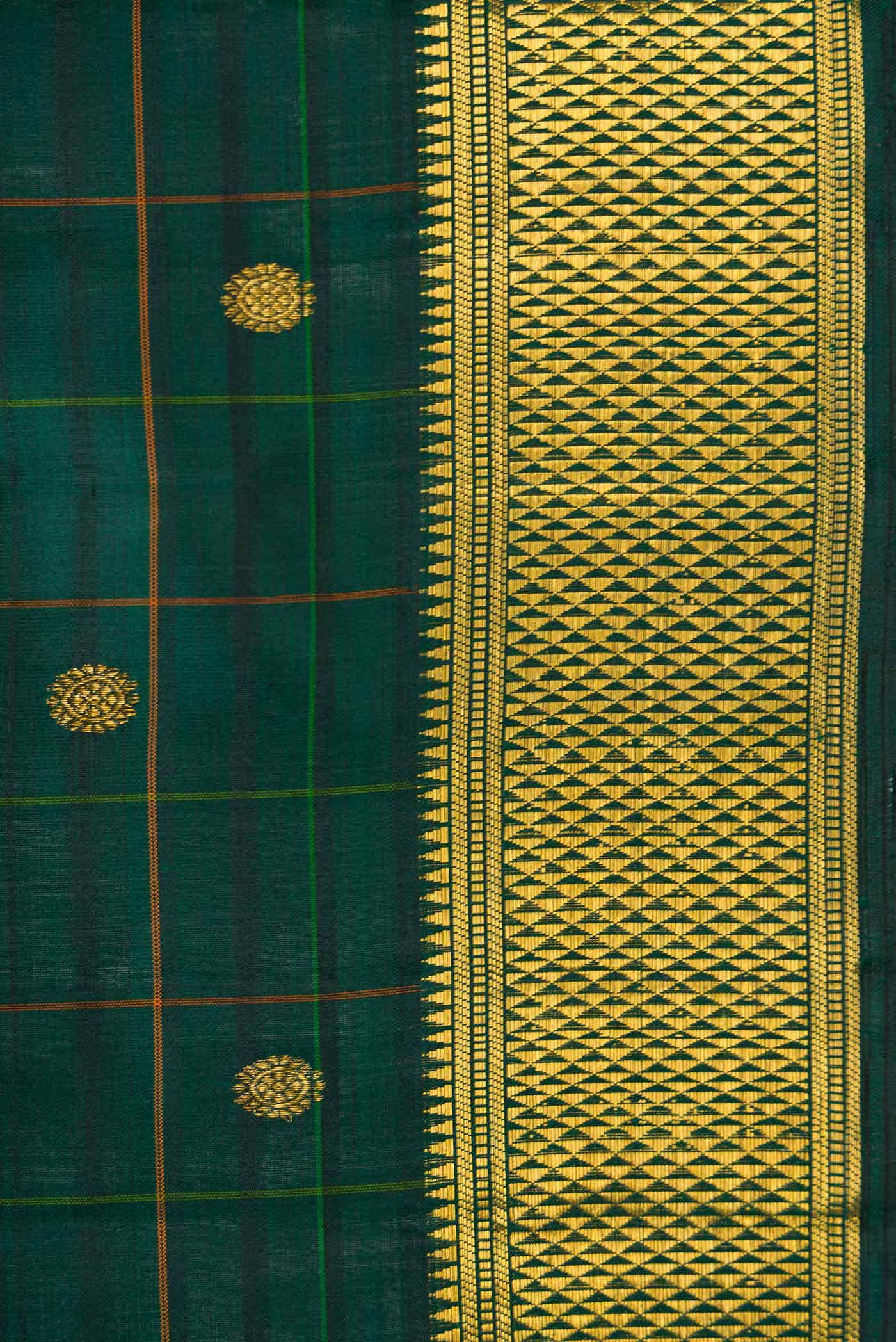 Bottle Green Dual Tone Kanchipuram Silk Saree - Image 6