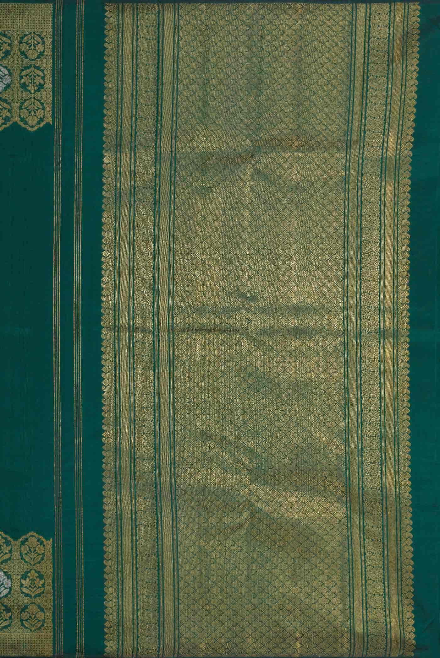 Bottle Green Dual Tone Kanchipuram Silk Saree - Image 5