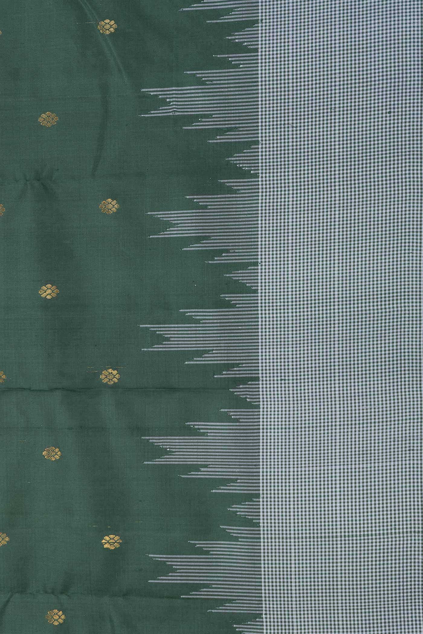 Bottle Green Dual Tone Kanjivaram Silk Saree - Image 4