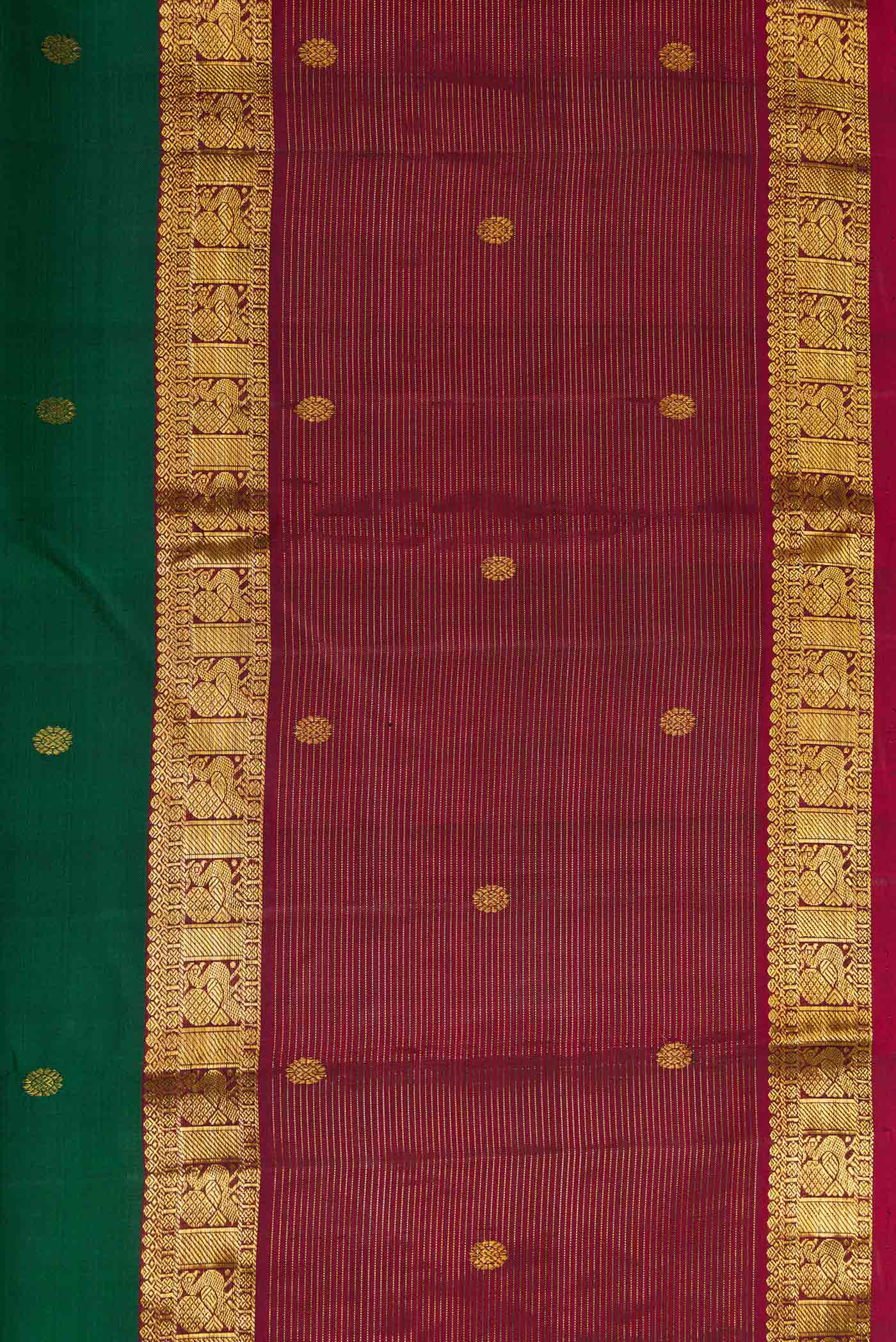 Bottle Green Kanjivaram Silk Saree - Image 3
