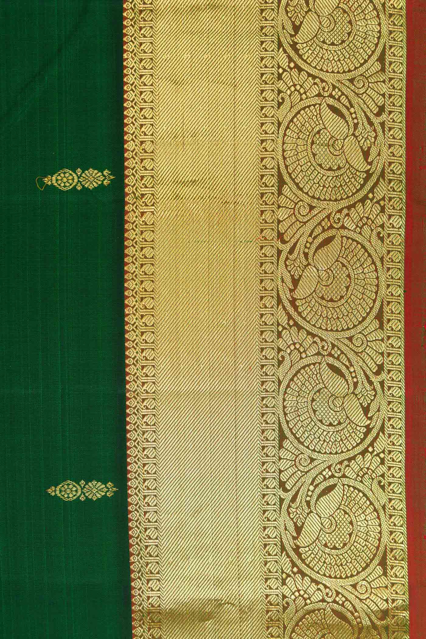 Bottle Green Kanjivaram Silk Saree - Image 3