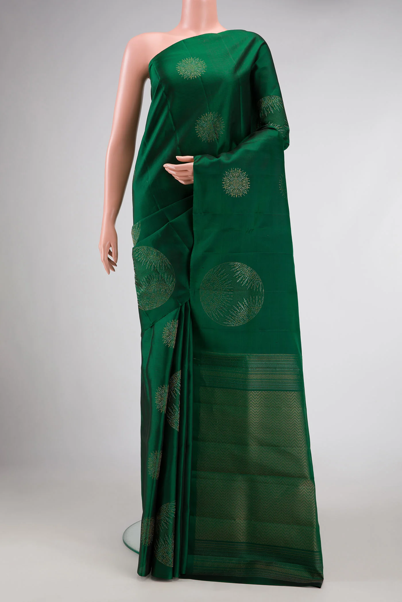 Bottle Green Dual Tone Soft Silk Saree