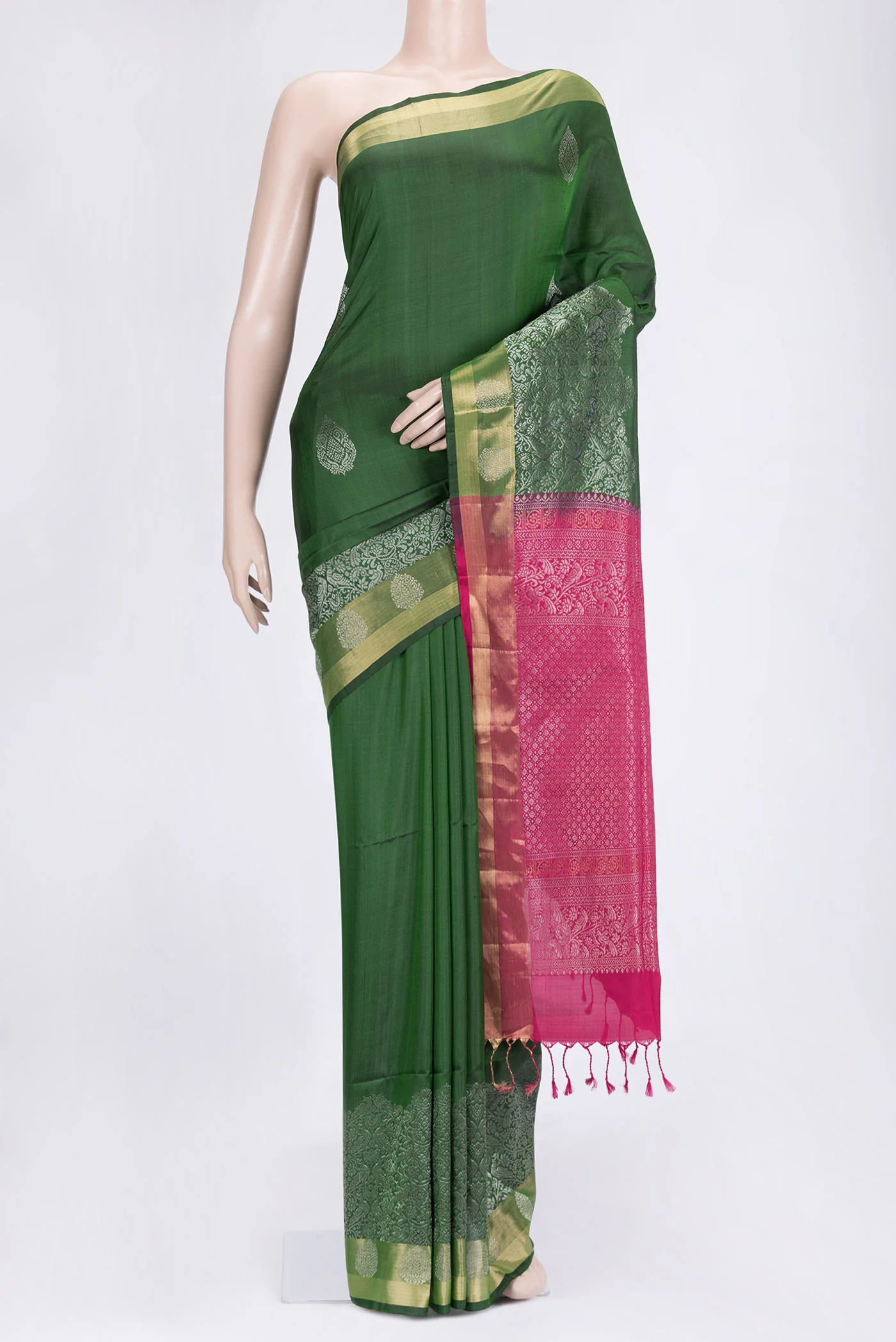 Bottle Green Soft Silk Saree