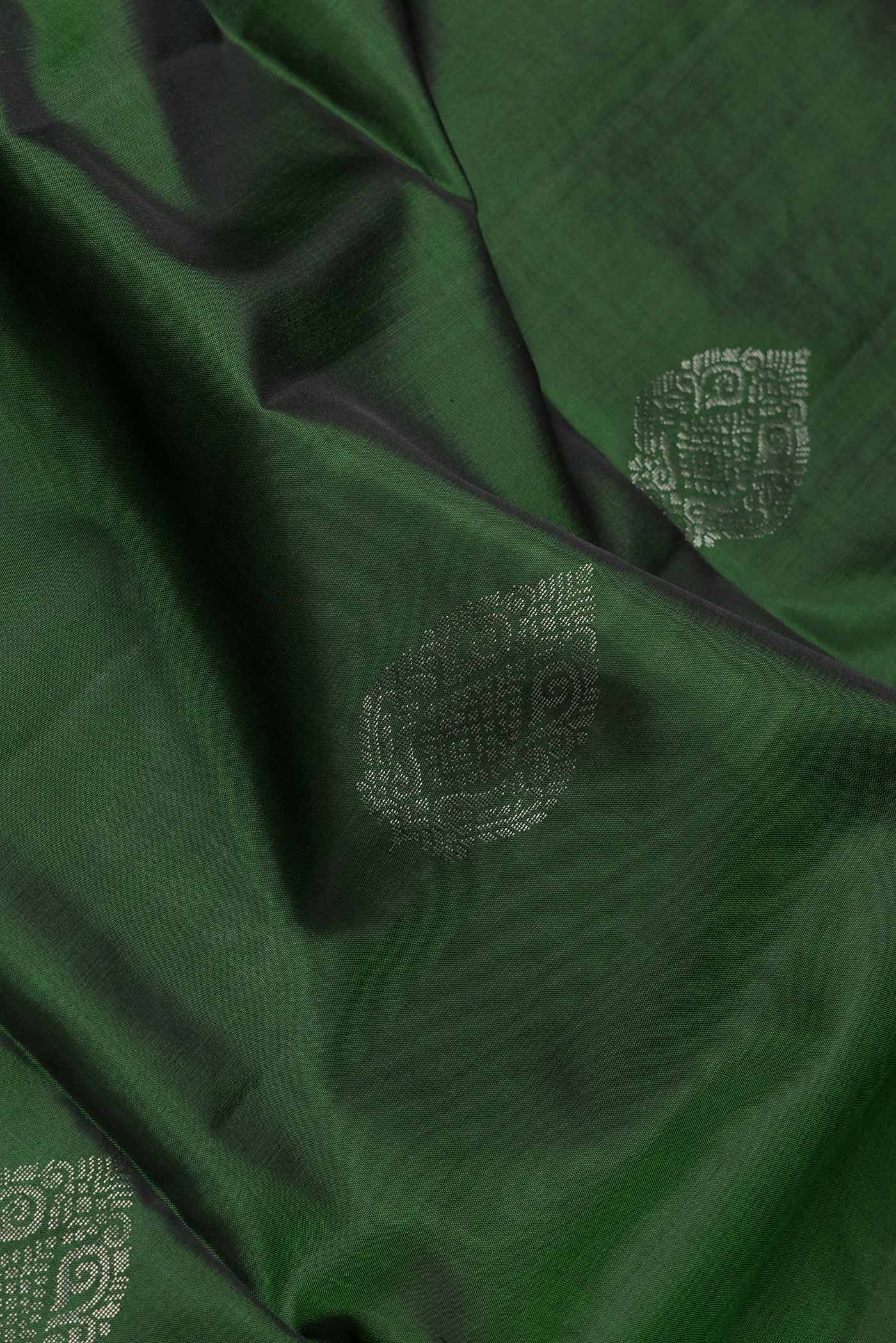 Bottle Green Soft Silk Saree - Image 2