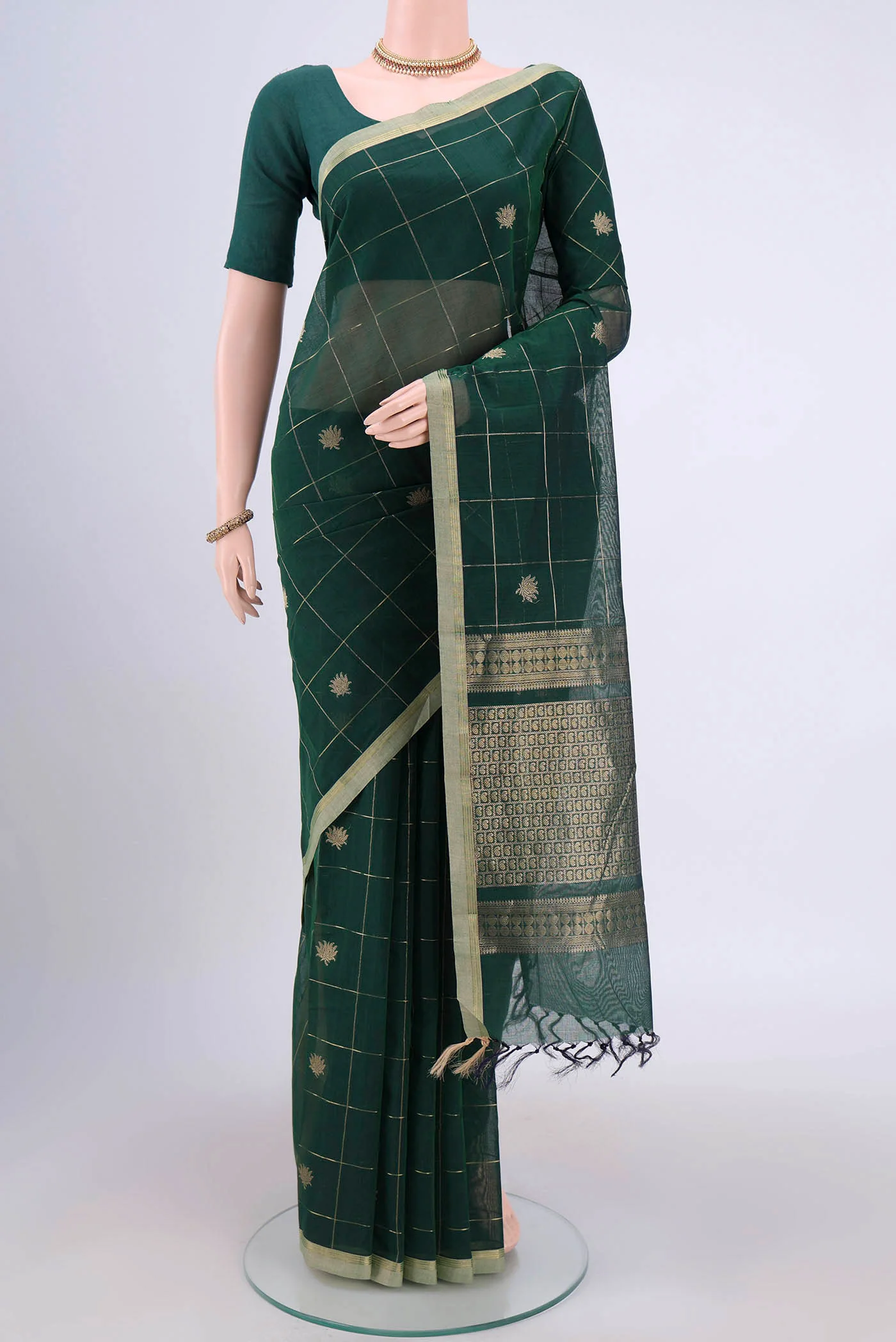 Bottle Green Kanchi Cotton Saree