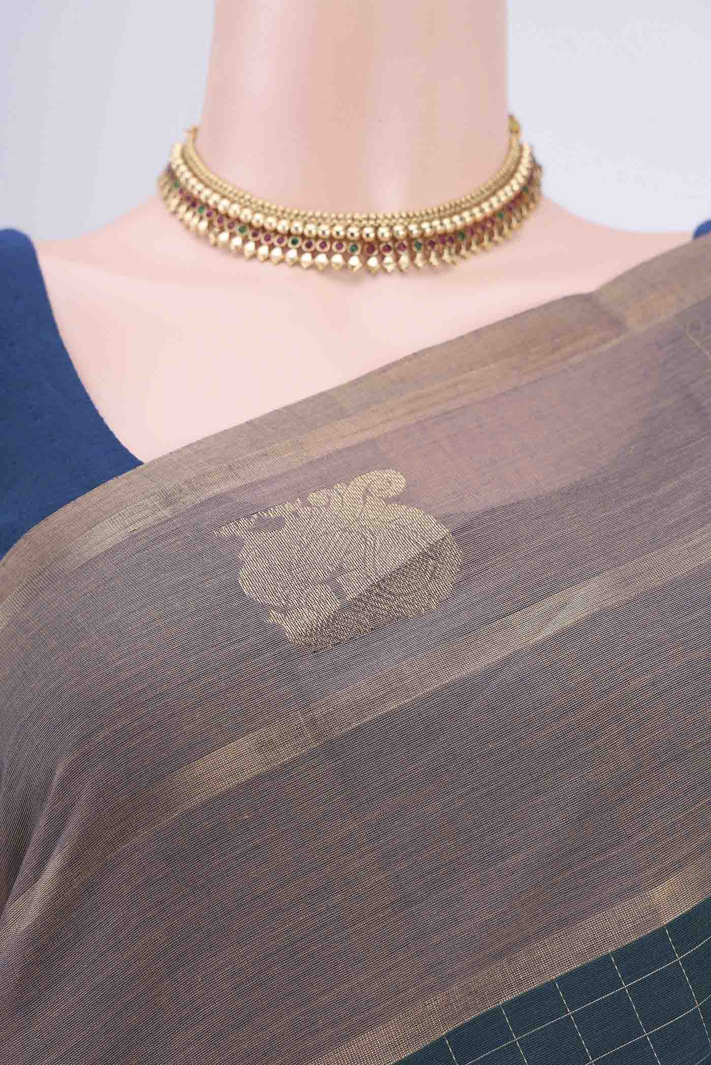 Blue Kanchi Cotton Saree - Image 2