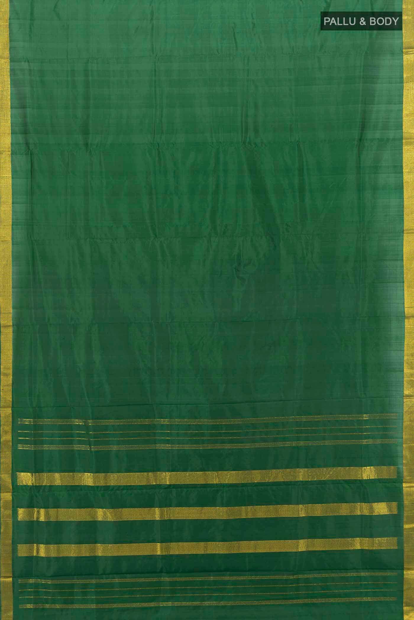 Bottle Green Kanjivaram Silk Nine Yards Saree - Image 4