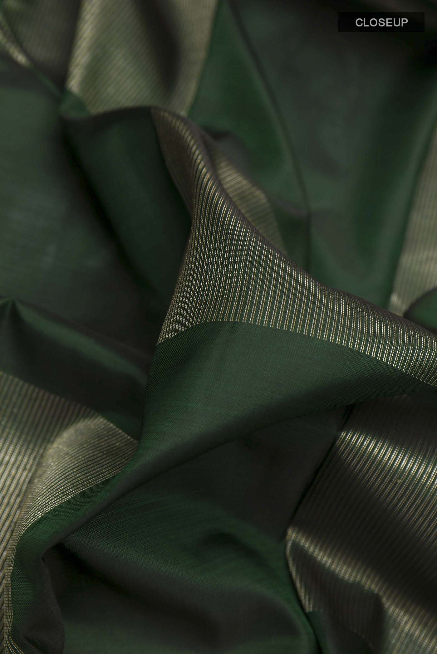 Bottle Green Kanchipuram Silk Saree - Image 2