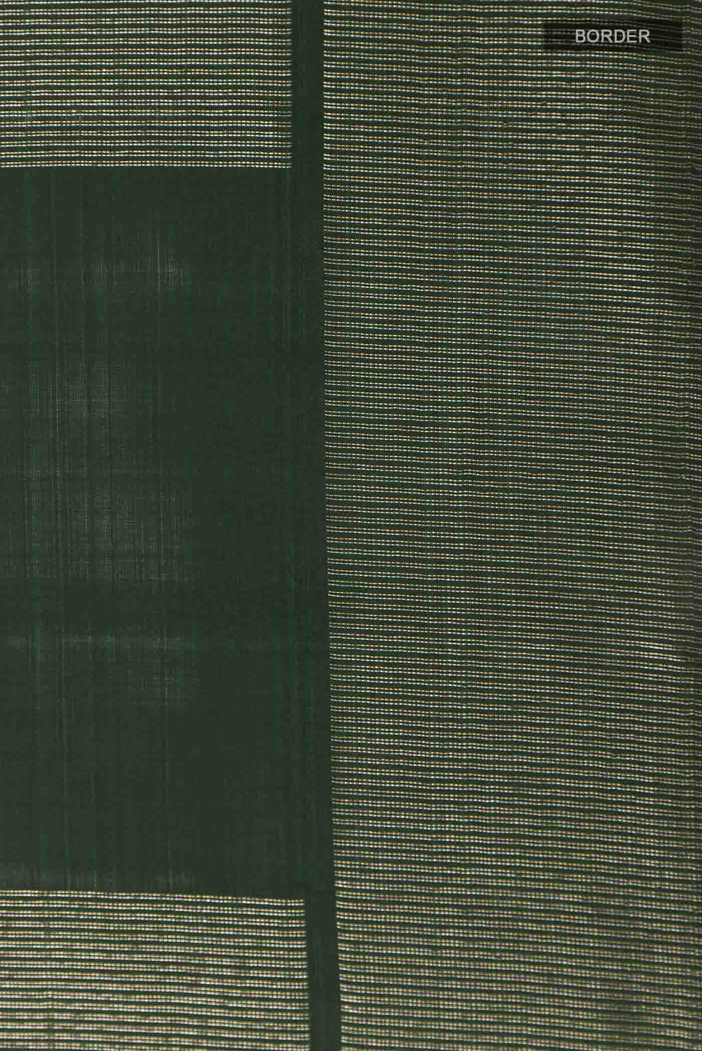 Bottle Green Kanchipuram Silk Saree - Image 3