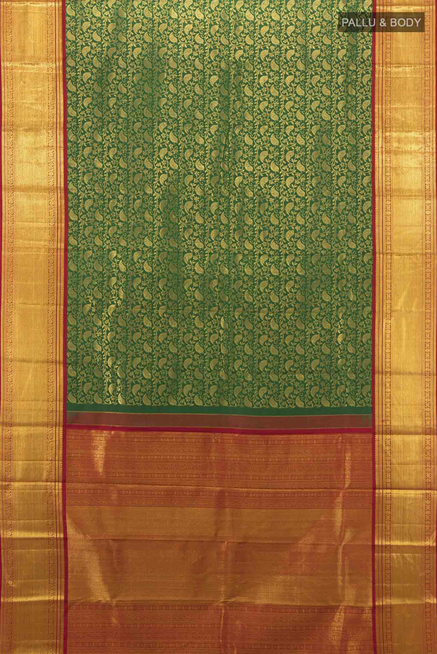 Bottle Green Kanchipuram Silk Saree - Image 5