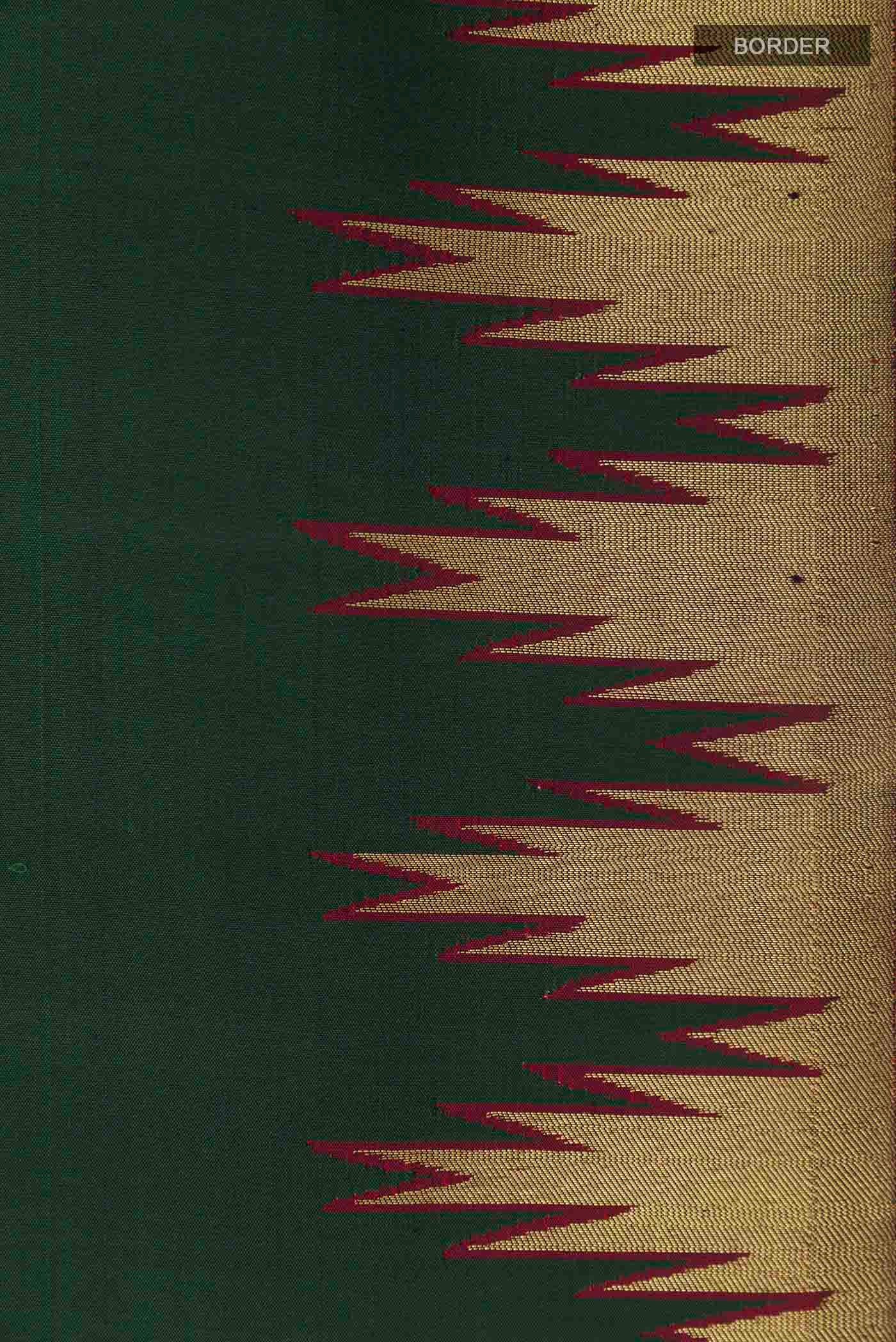 Bottle Green Kanjivaram Silk Saree - Image 3
