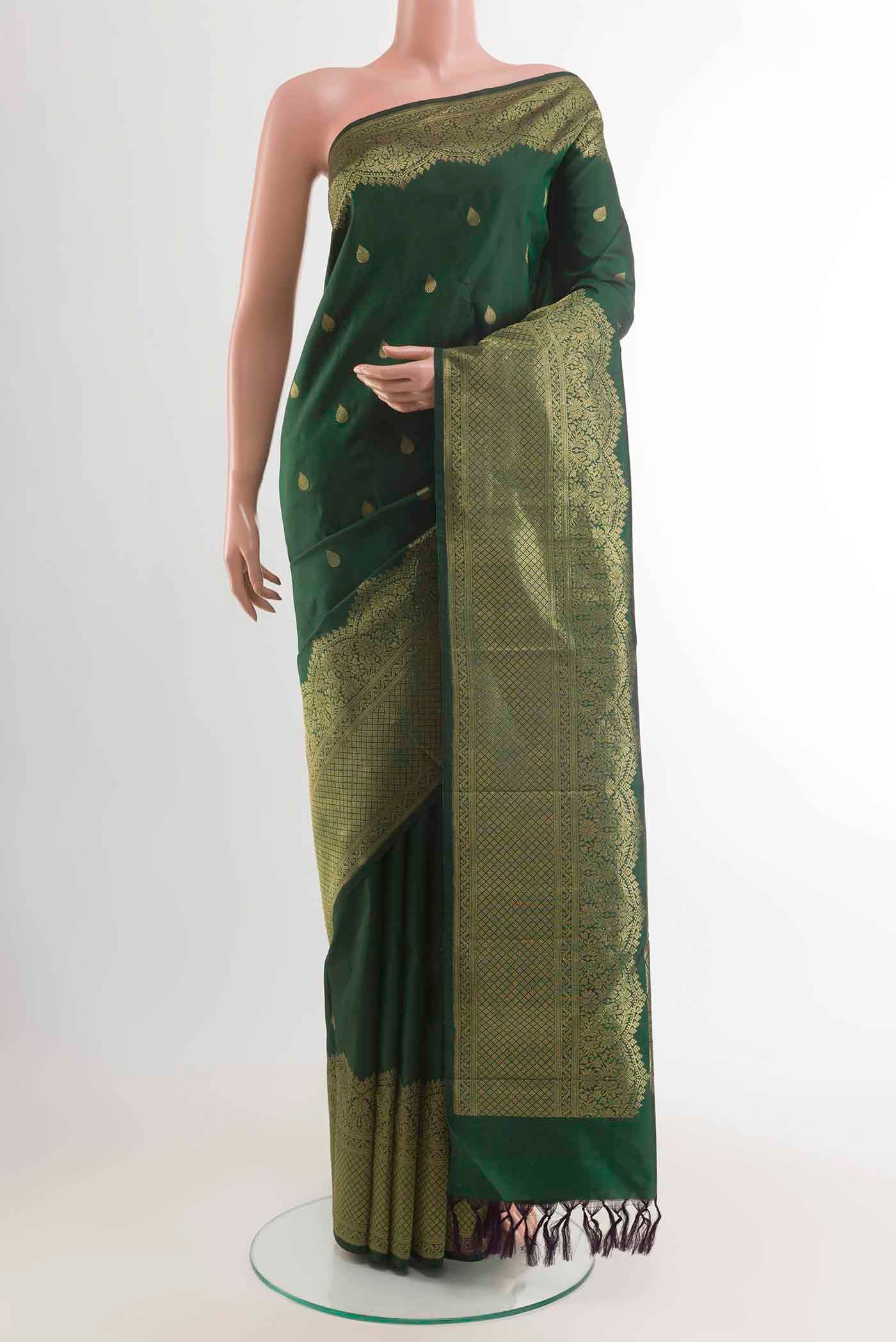 Bottle Green Kanjivaram Silk Saree