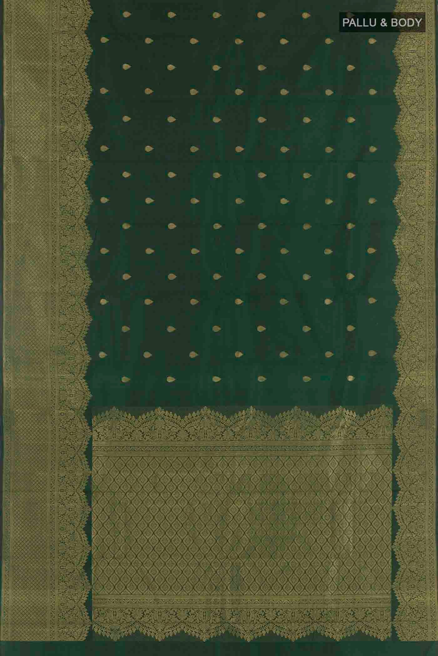 Bottle Green Kanjivaram Silk Saree - Image 6