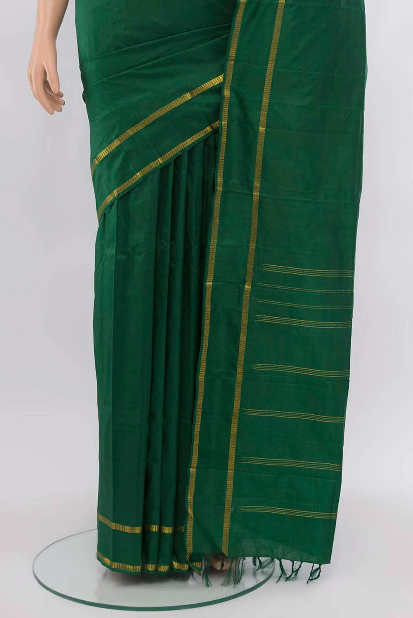 Bottle Green Kanchipuram Silk Saree - Image 3