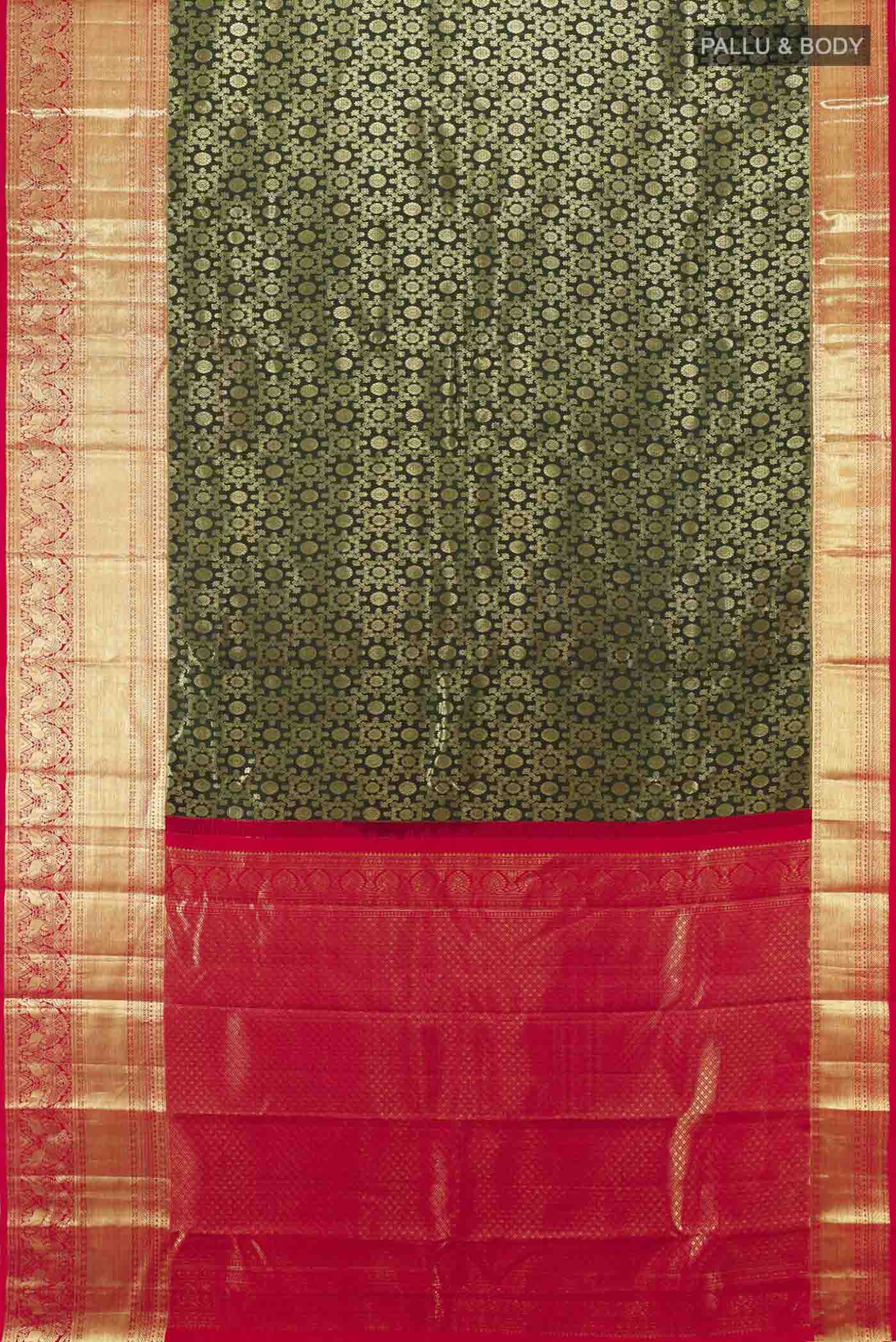 Bottle Green Kanchipuram Silk Saree - Image 5