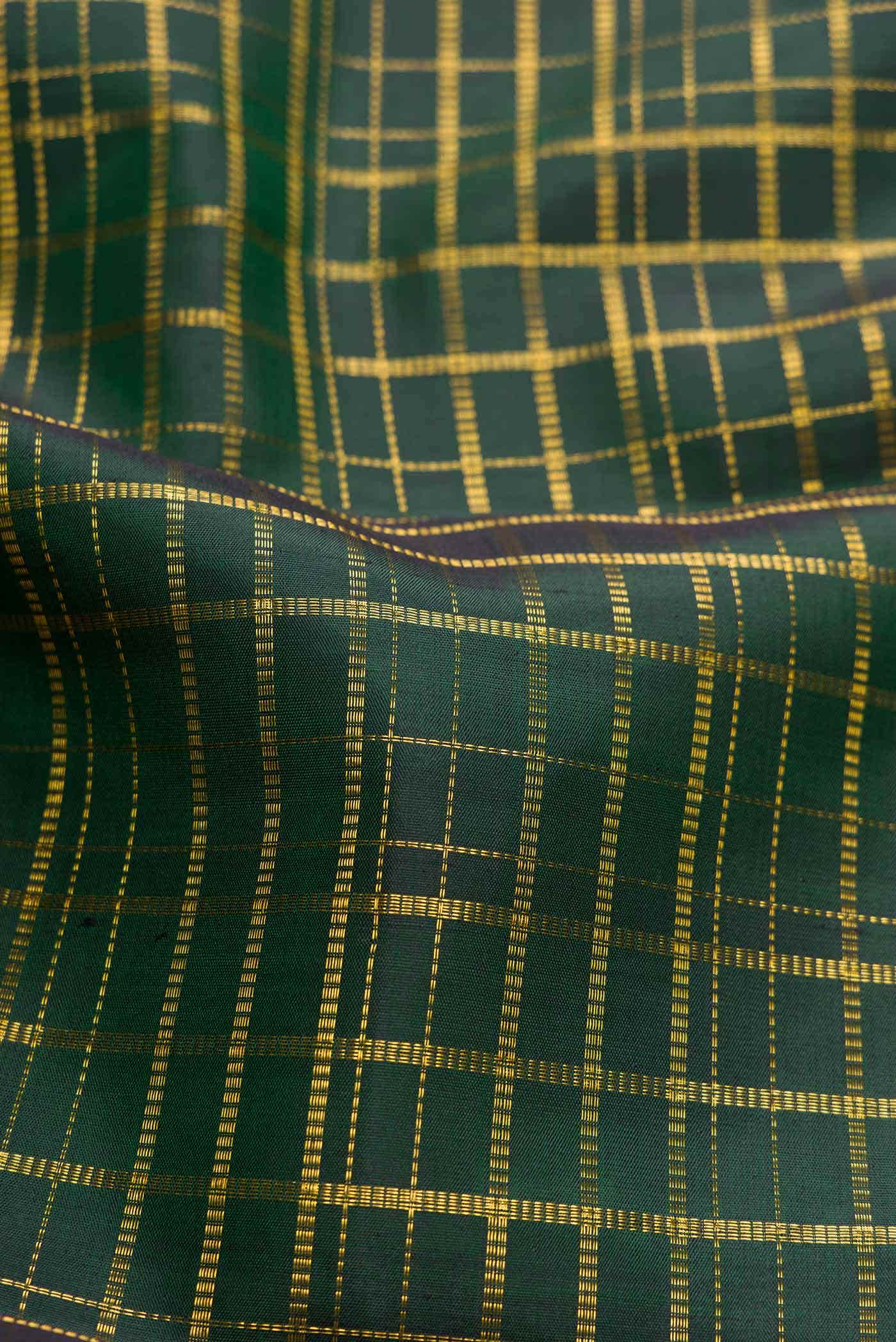 Bottle Green Kanchipuram Silk Saree - Image 3