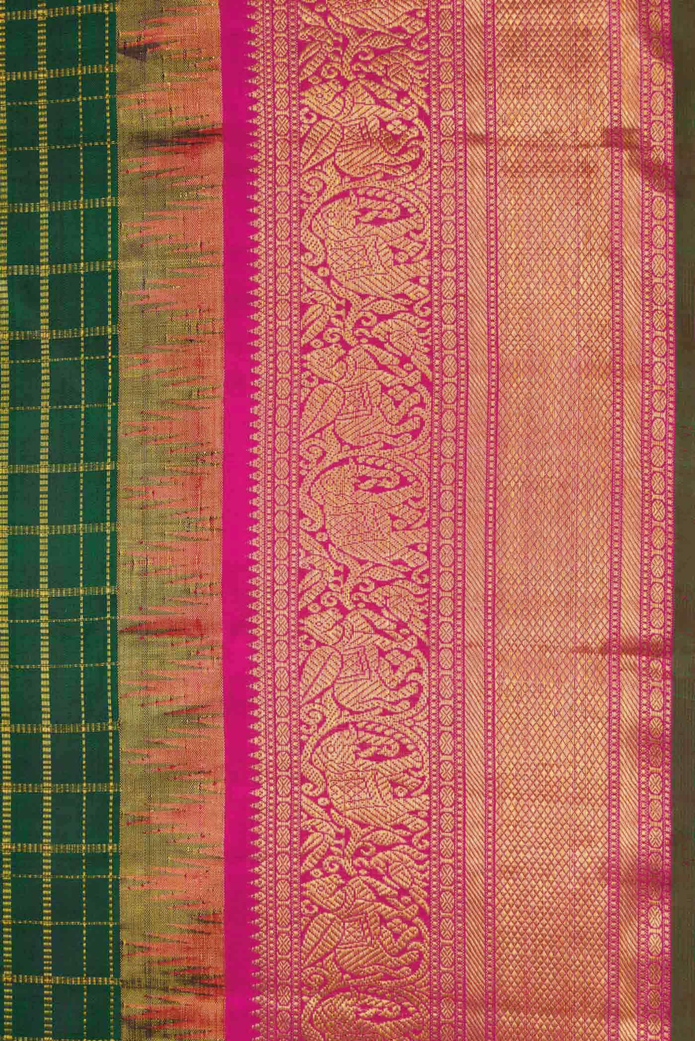 Bottle Green Kanchipuram Silk Saree - Image 6