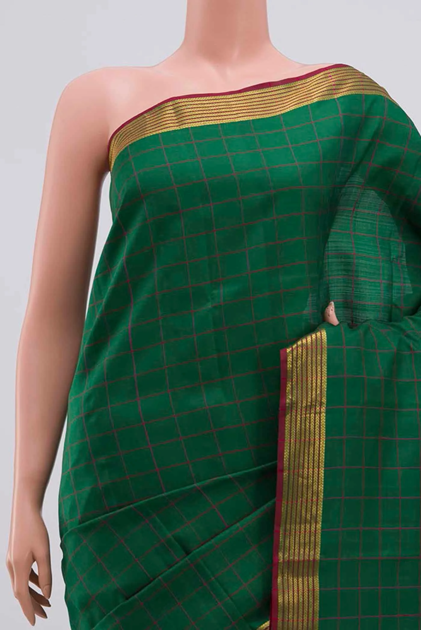 Bottle Green Kanjivaram Silk Saree - Image 2