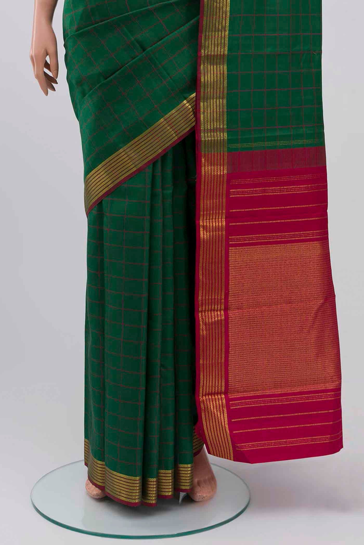 Bottle Green Kanjivaram Silk Saree - Image 3