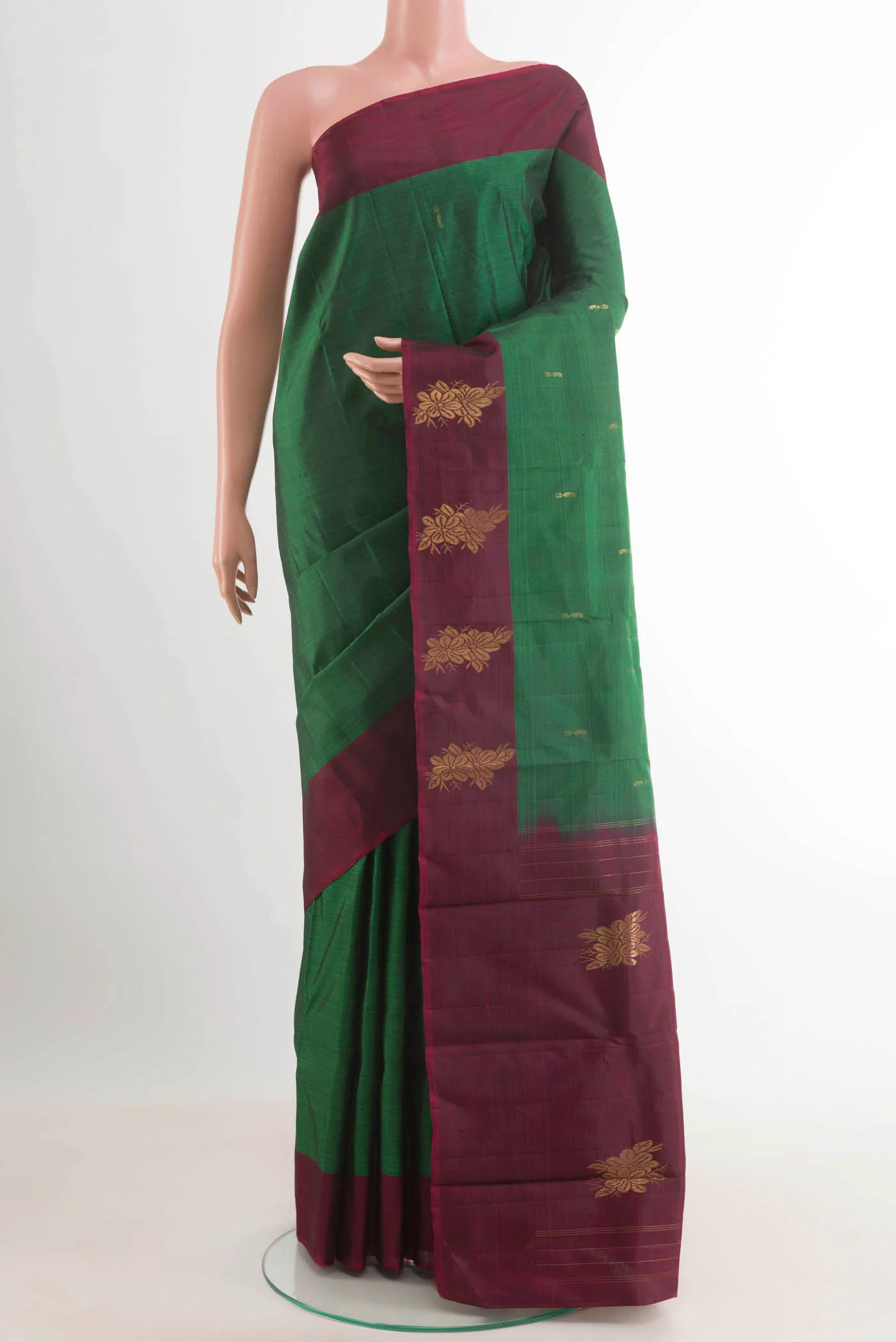 Bottle Green Kanjivaram Silk Saree