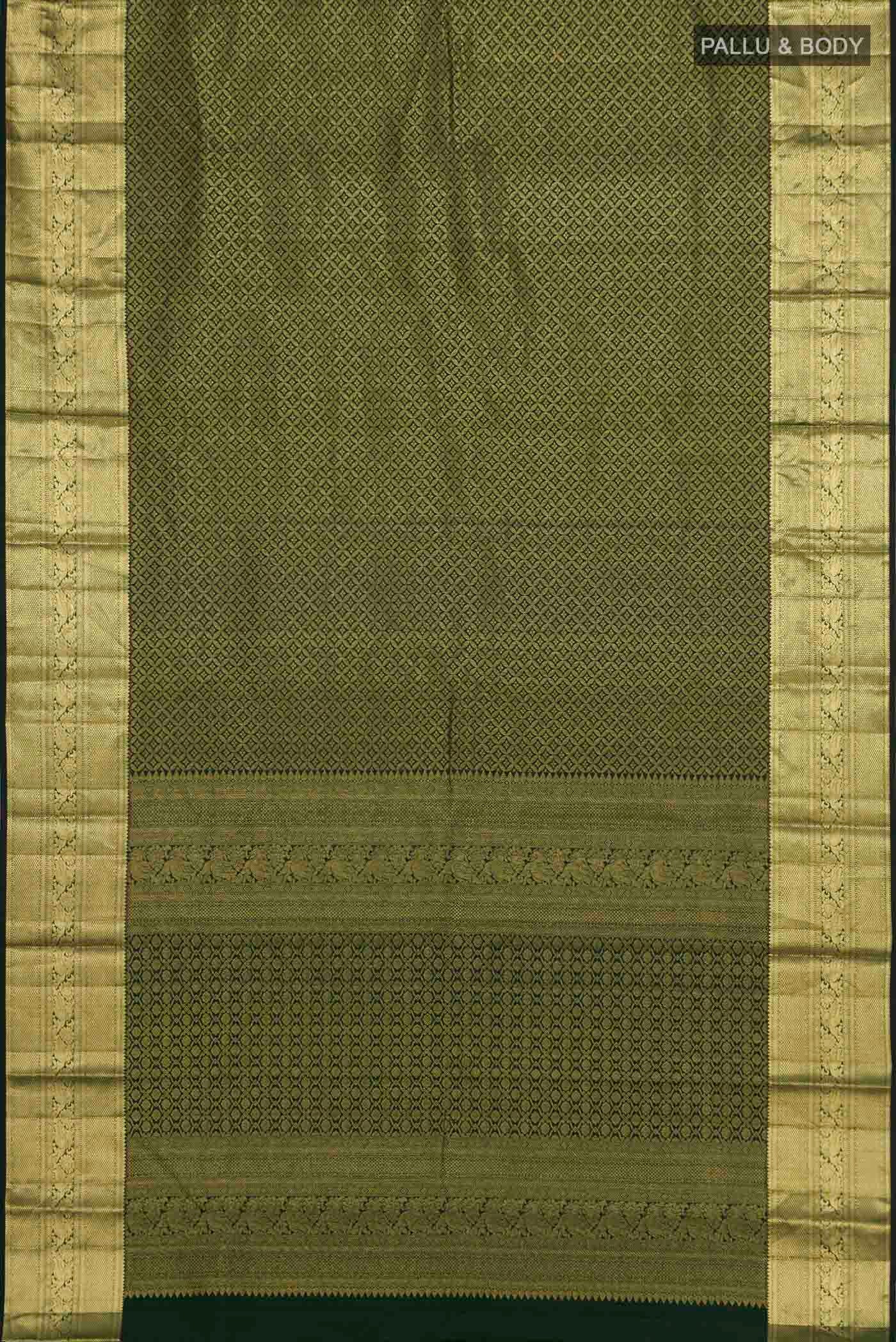 Bottle Green Kanjivaram Silk Saree - Image 5