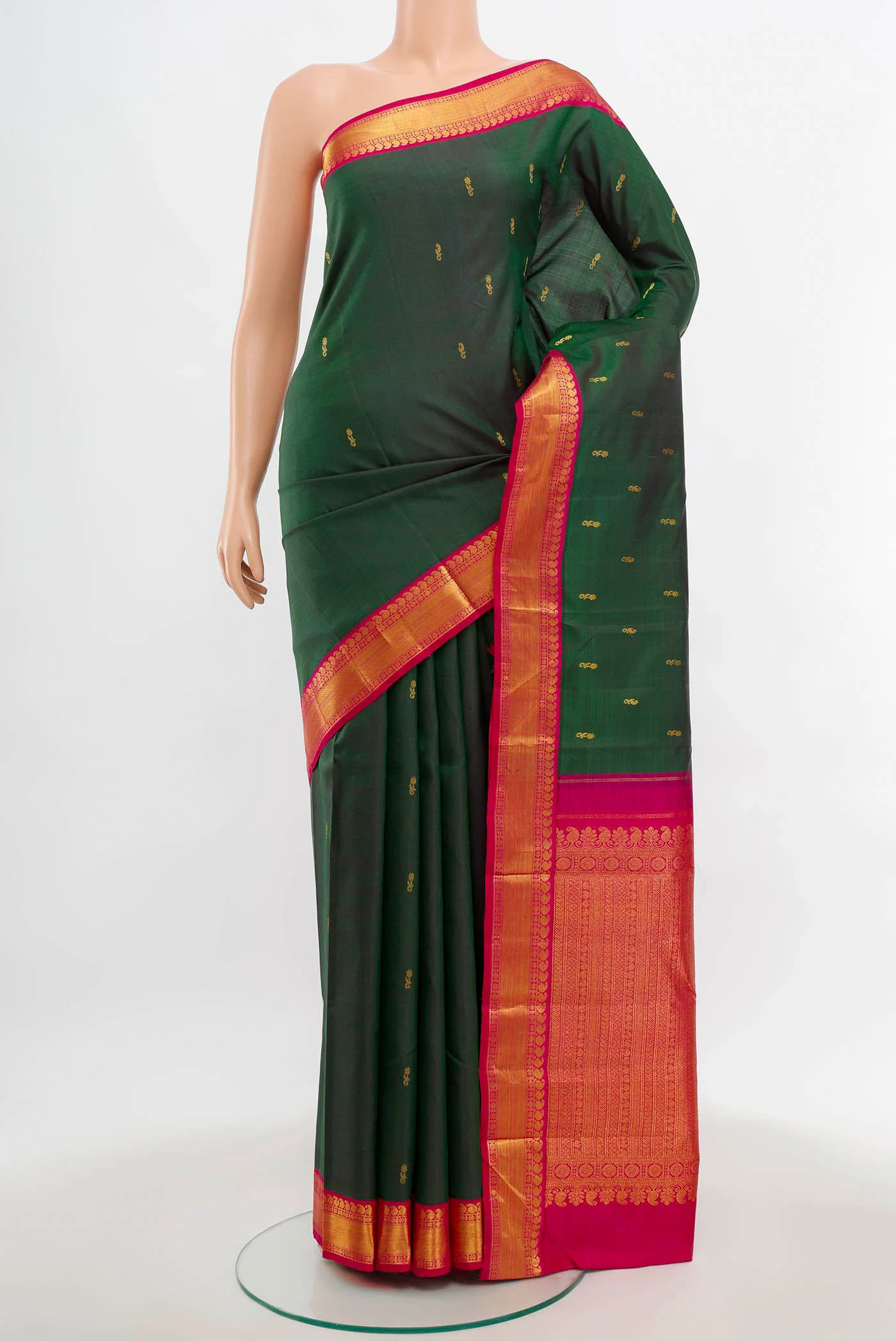 Bottle Green Kanjivaram Silk Saree
