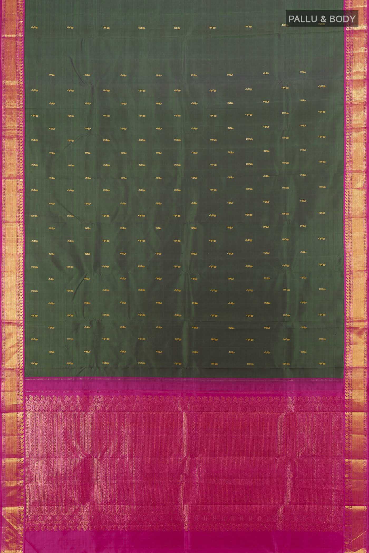 Bottle Green Kanjivaram Silk Saree - Image 5