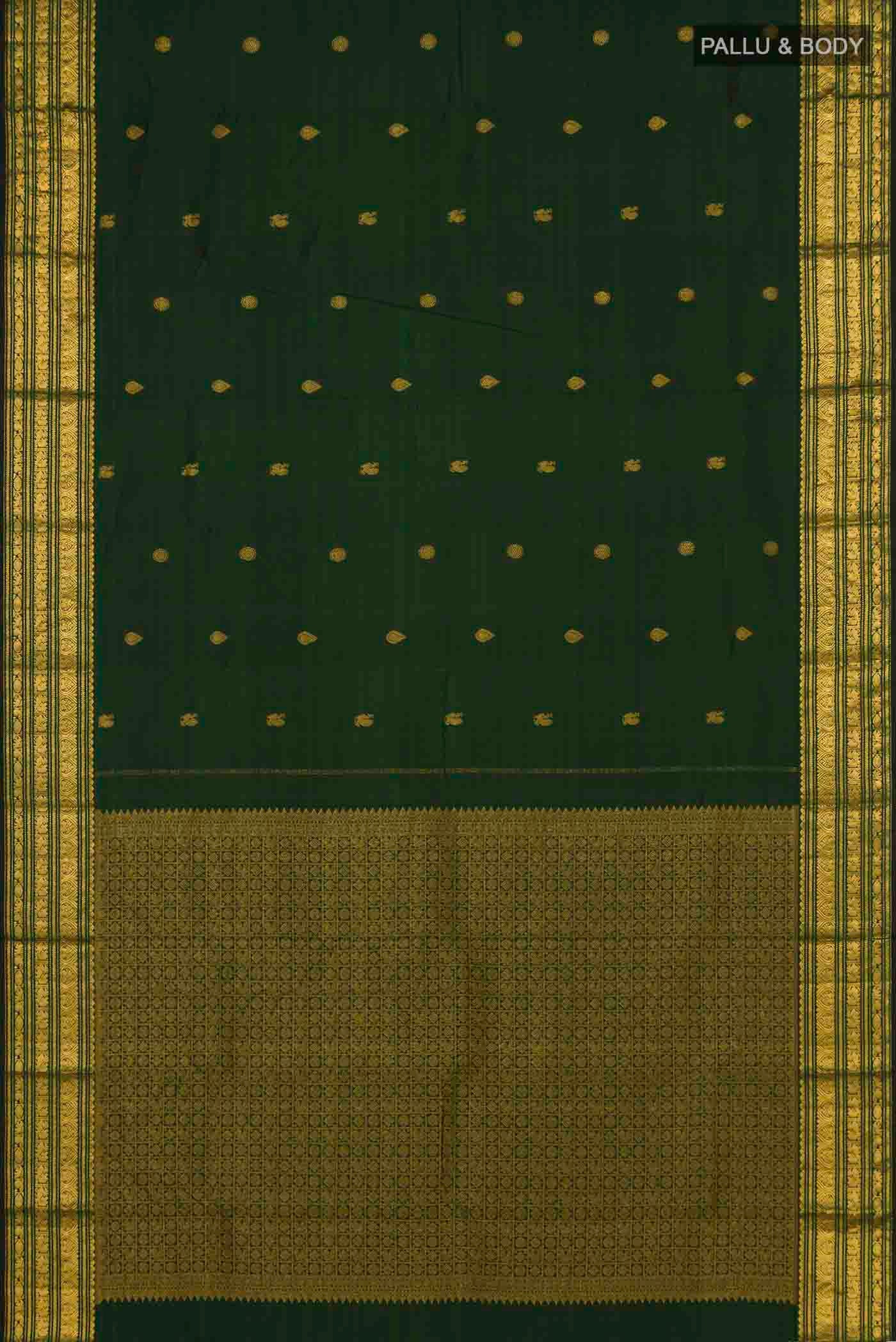 Bottle Green Kanjivaram Silk Saree - Image 5
