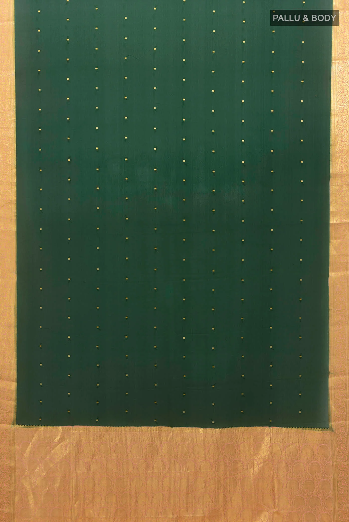 Bottle Green Mysore Crepe Saree - Image 5