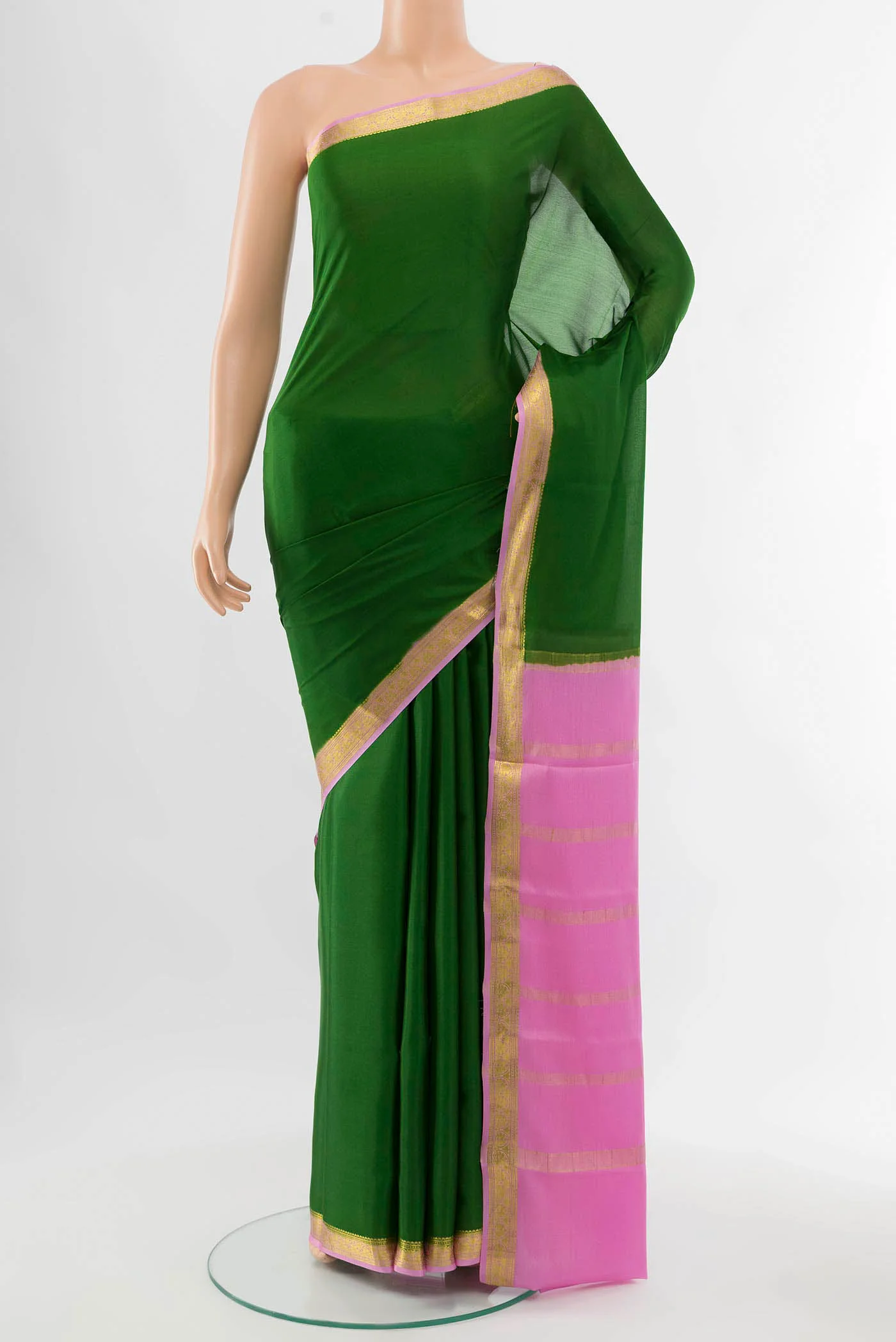 Bottle Green Mysore Crepe Saree