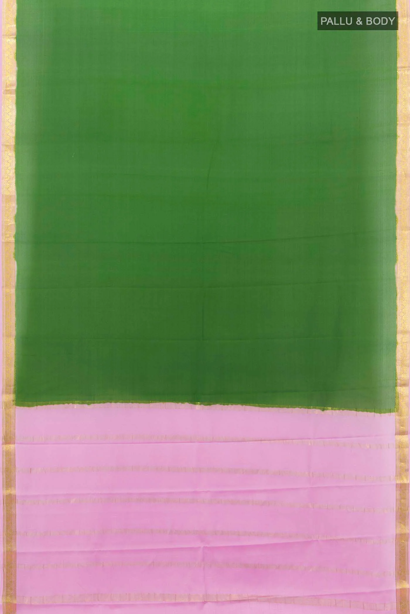 Bottle Green Mysore Crepe Saree - Image 5
