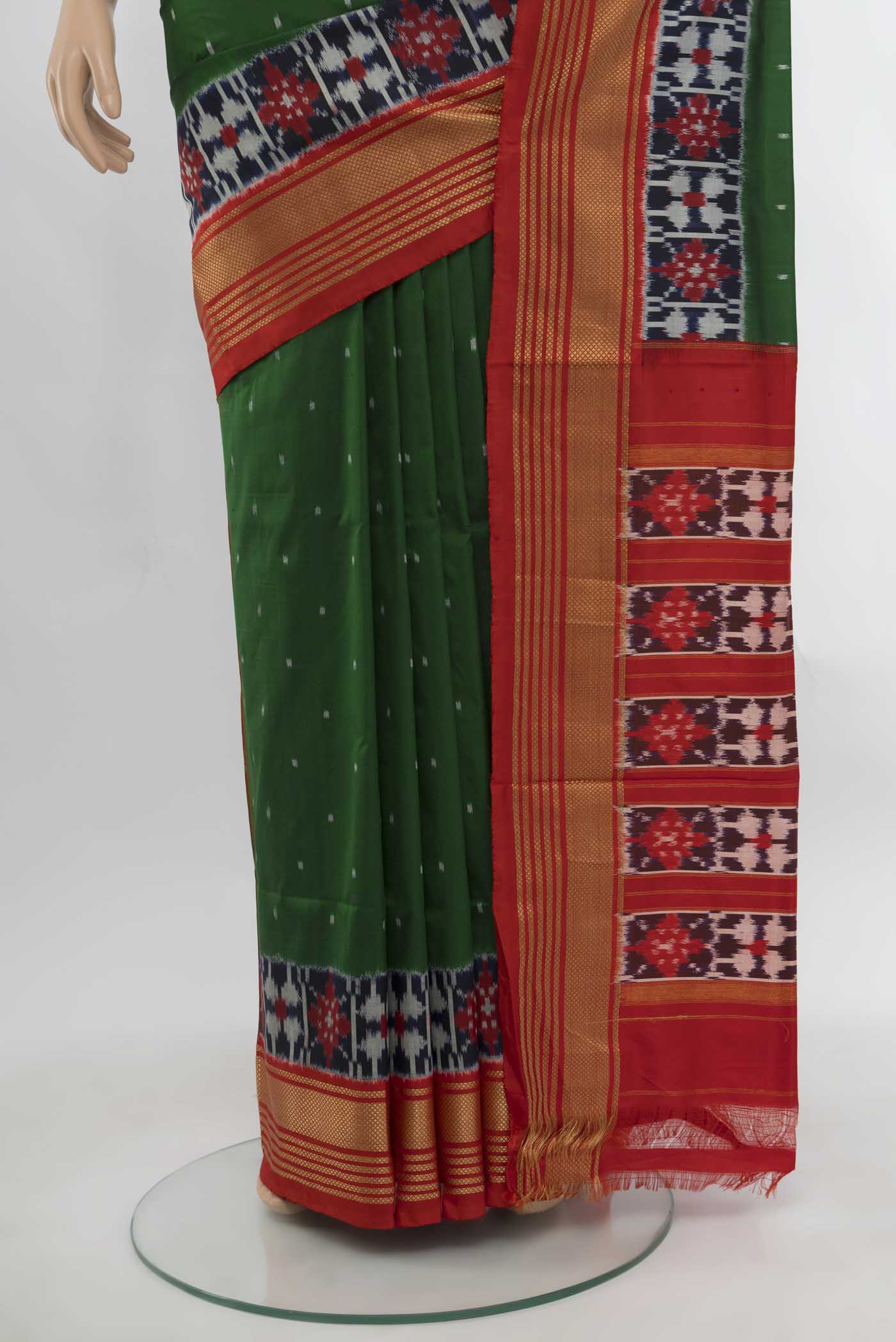 Green Pochampally Silk Saree - Image 3