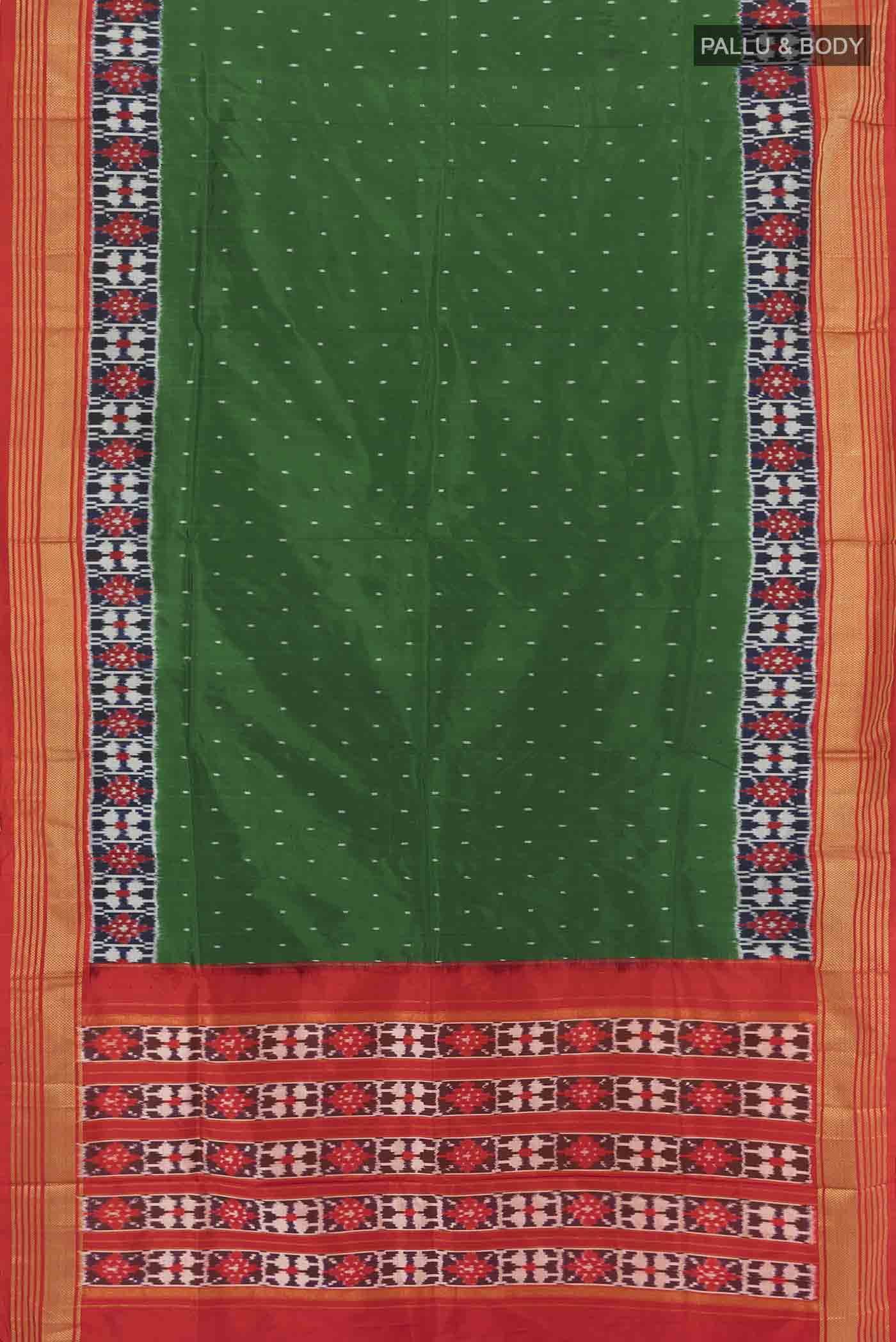 Green Pochampally Silk Saree - Image 5
