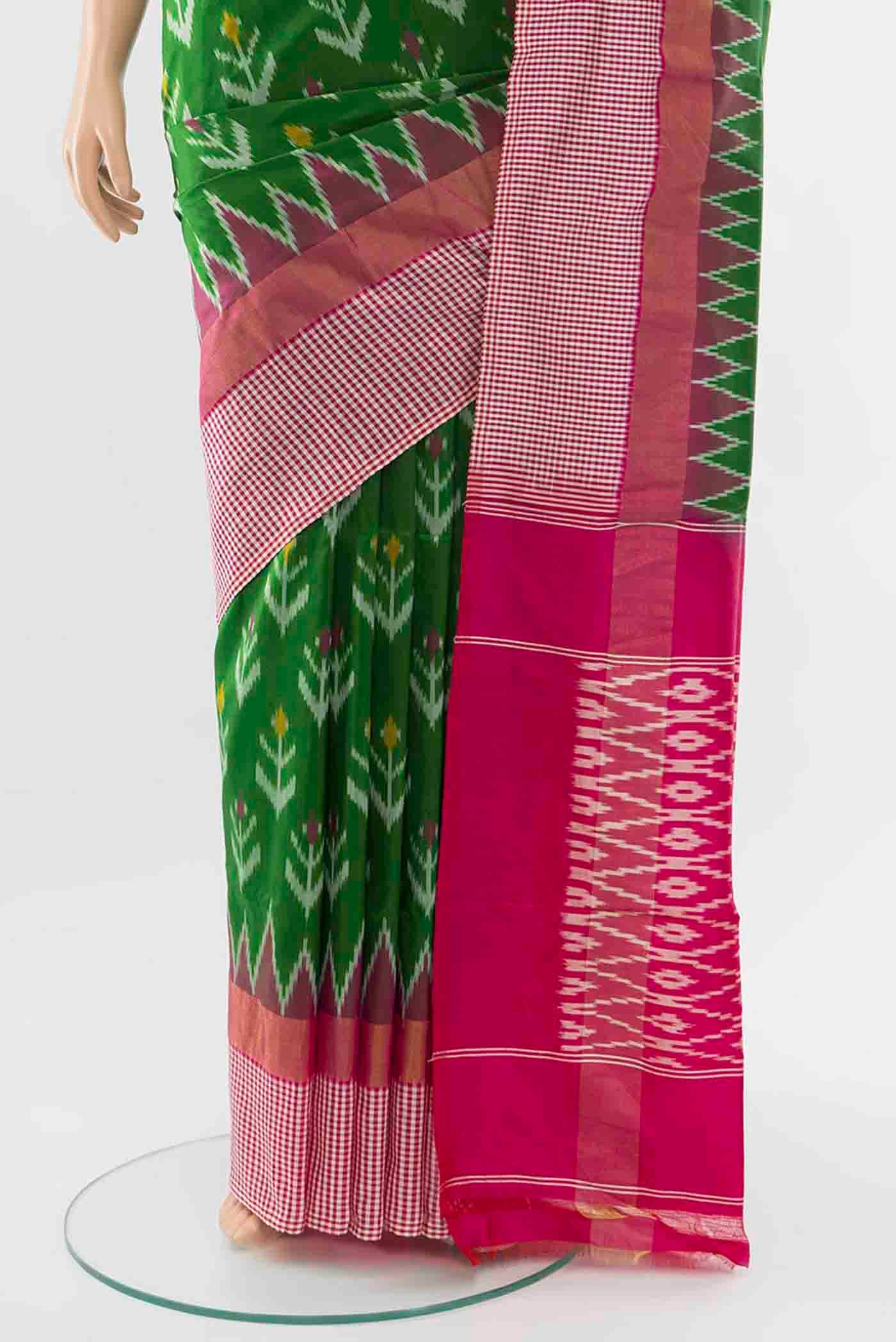 Green Pochampally Silk Saree - Image 3