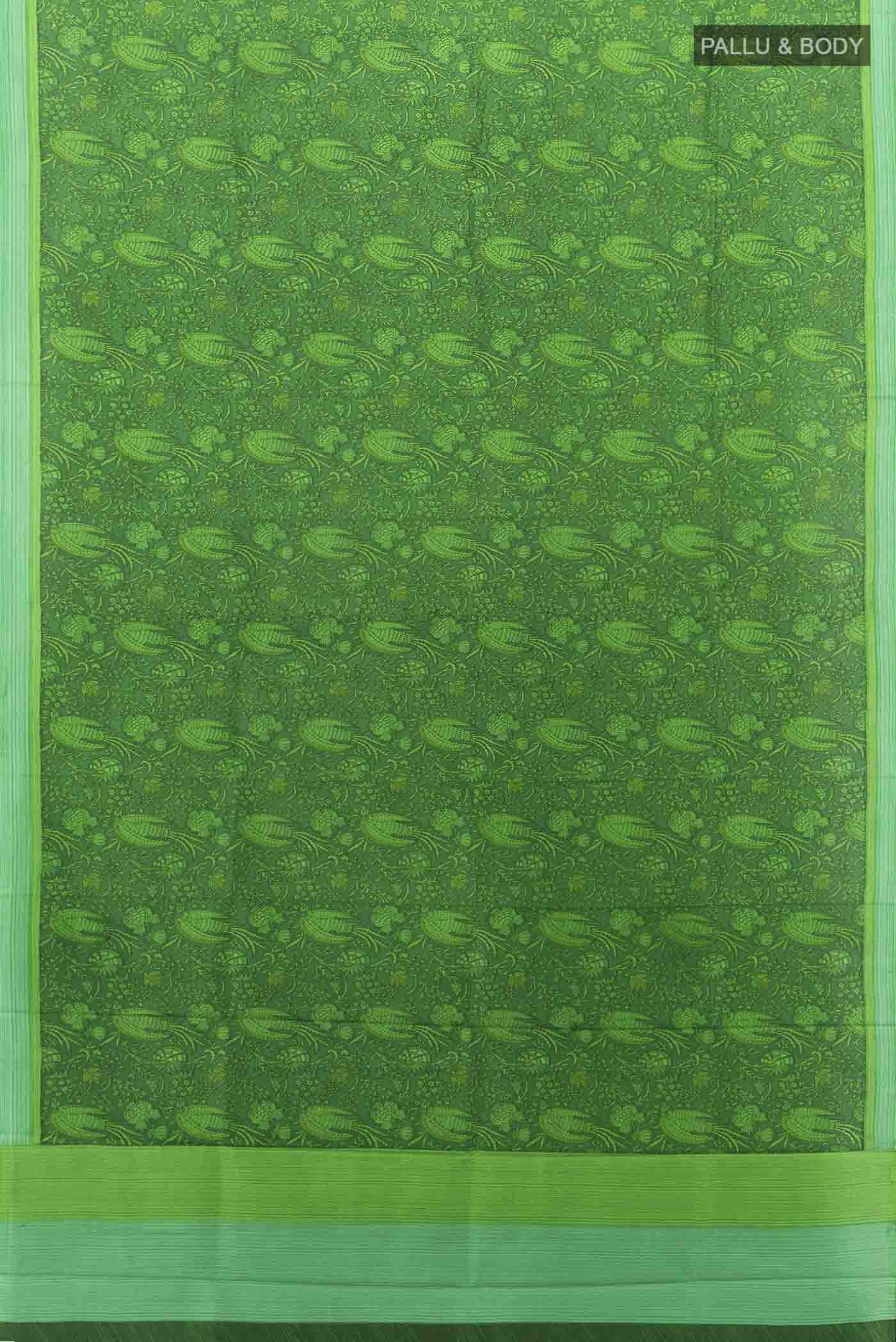 Bottle Green Printed Silk Saree - Image 5