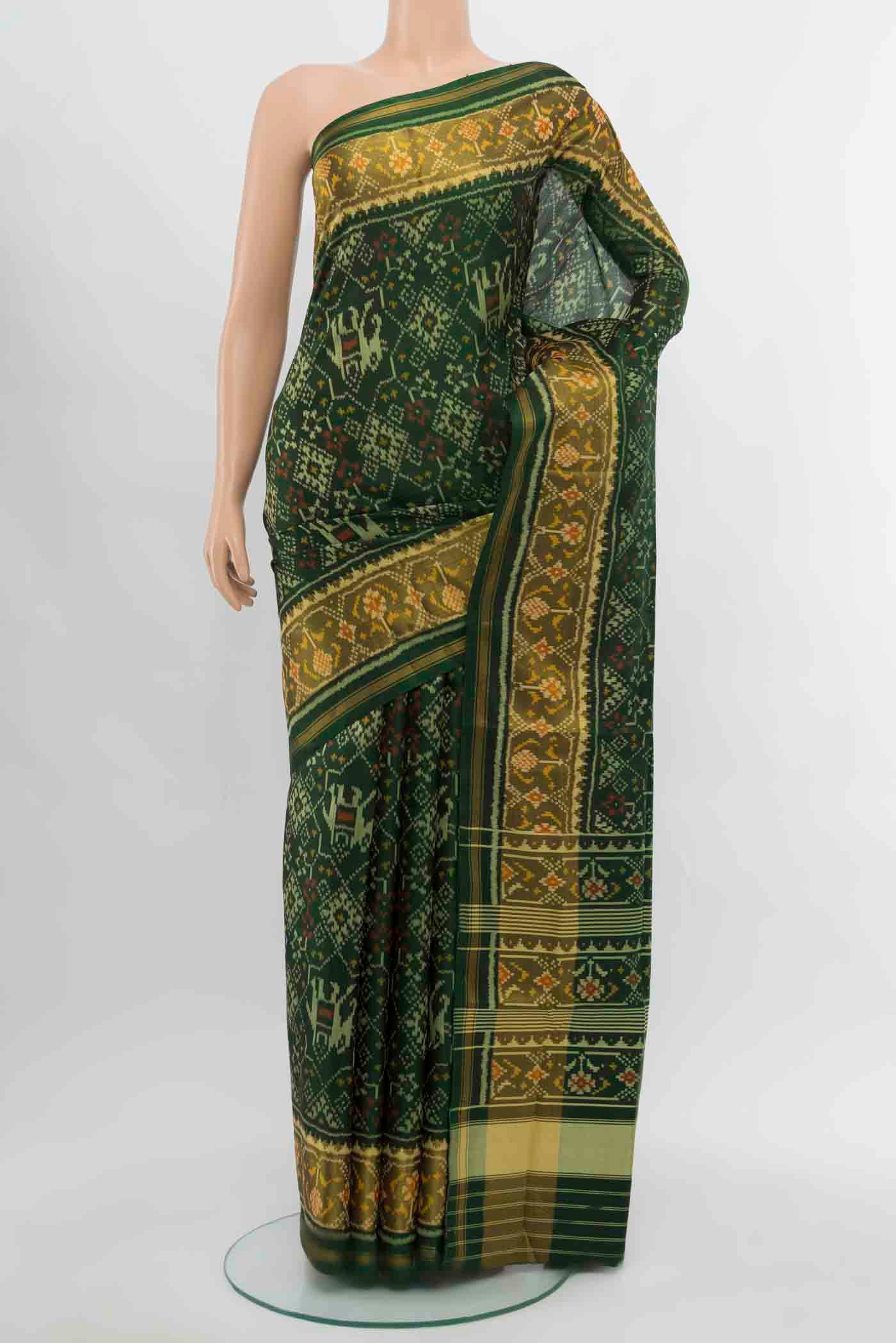 Bottle Green Rajkot Patola Silk Saree