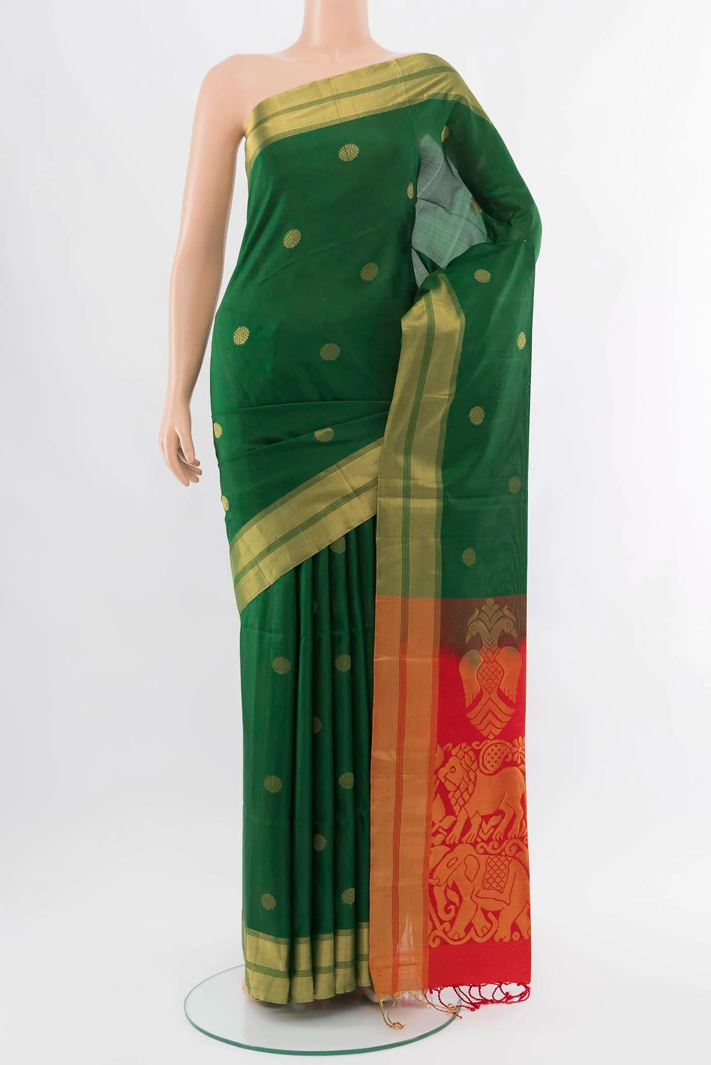 Bottle Green Soft Silk Saree