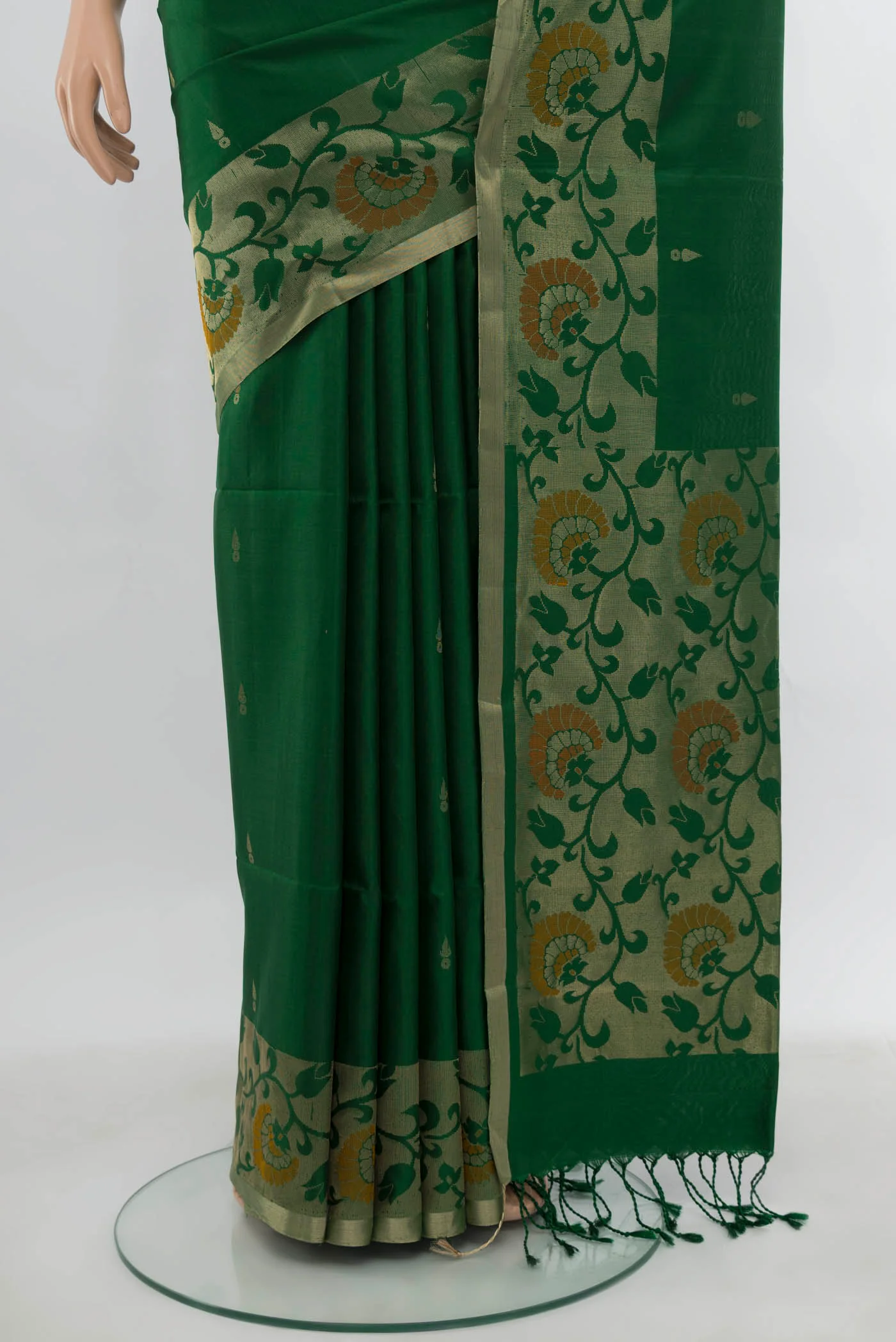 Green Soft Silk Saree - Image 3