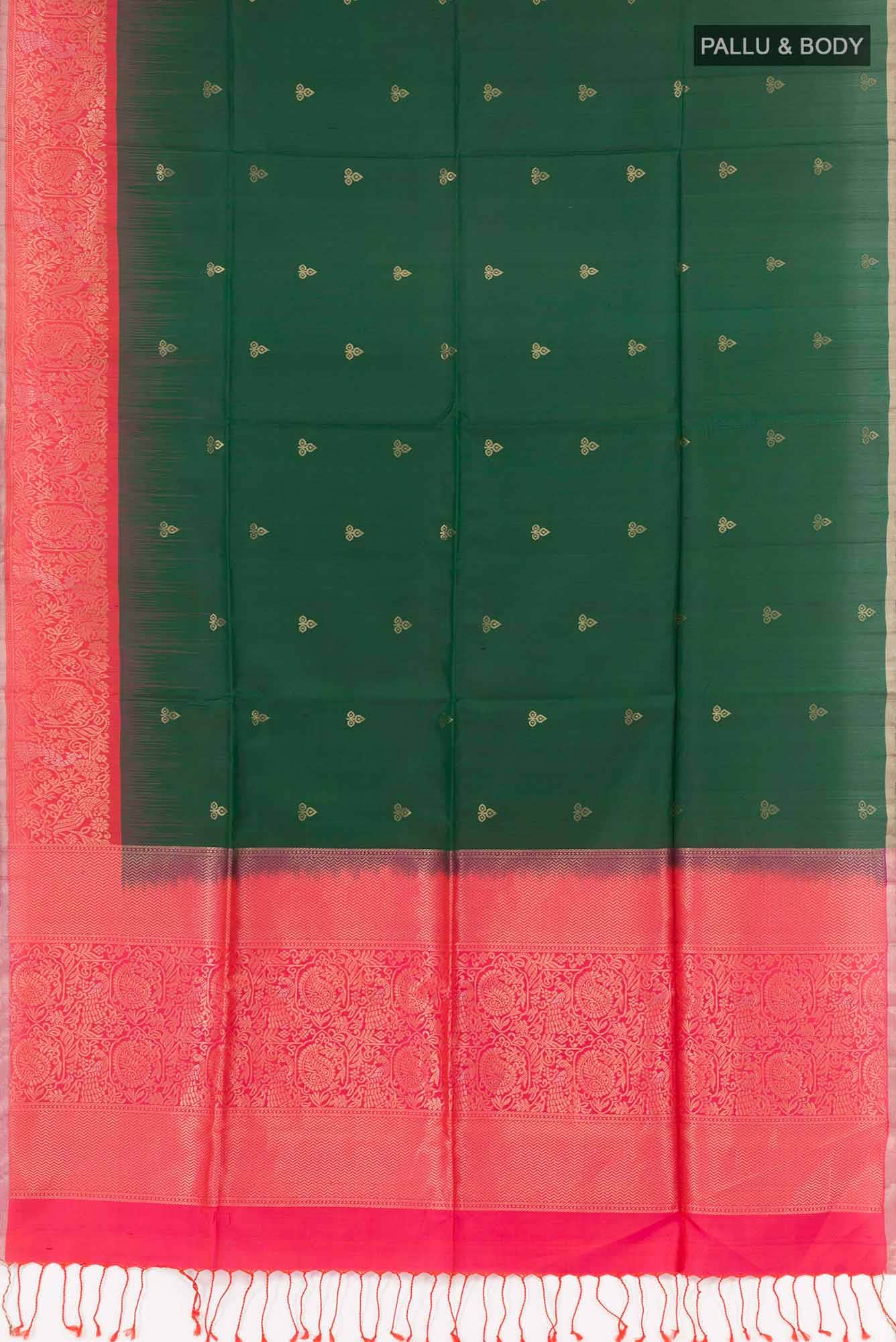 Bottle Green Soft Silk Saree - Image 4