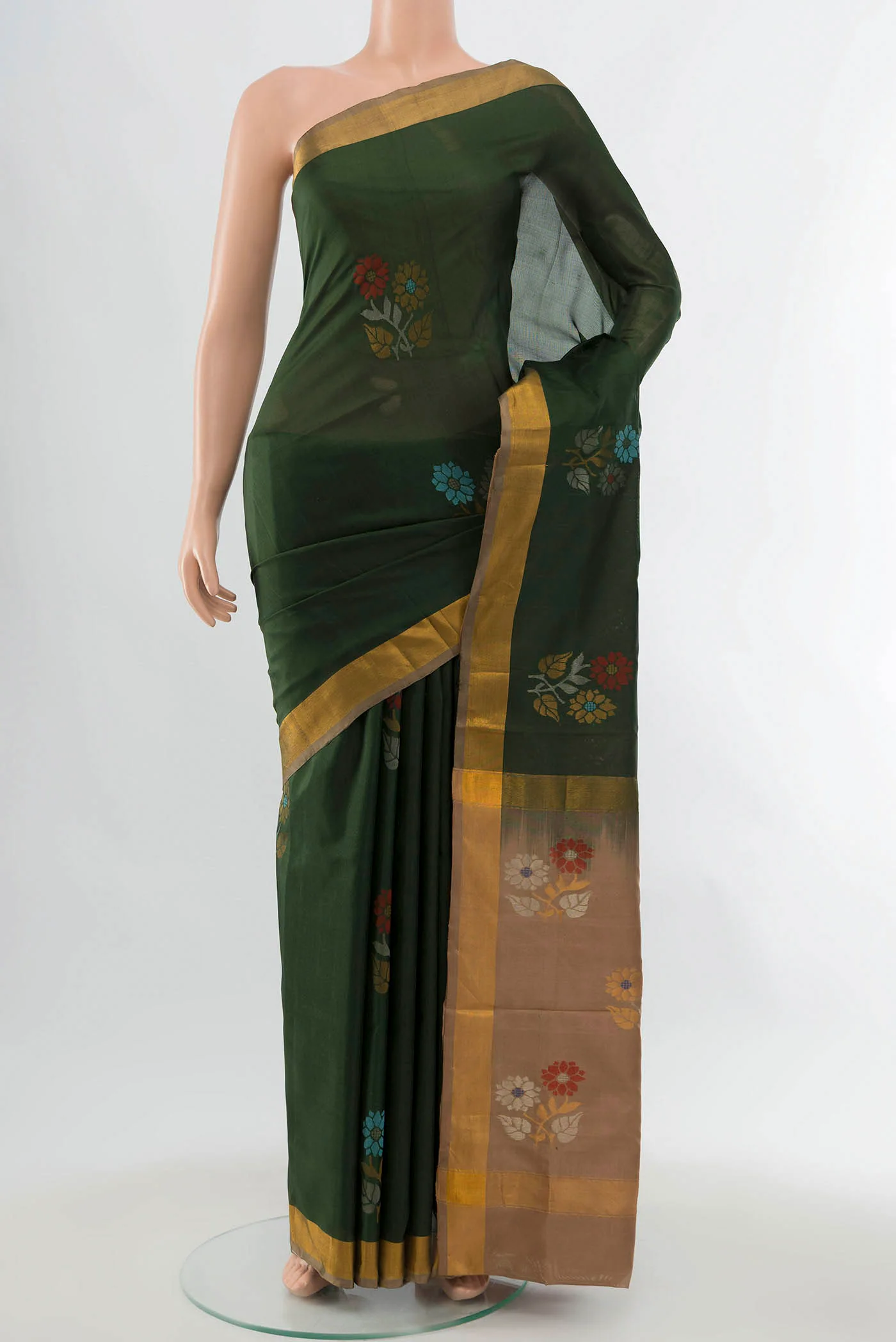 Bottle Green Uppada Silk Saree