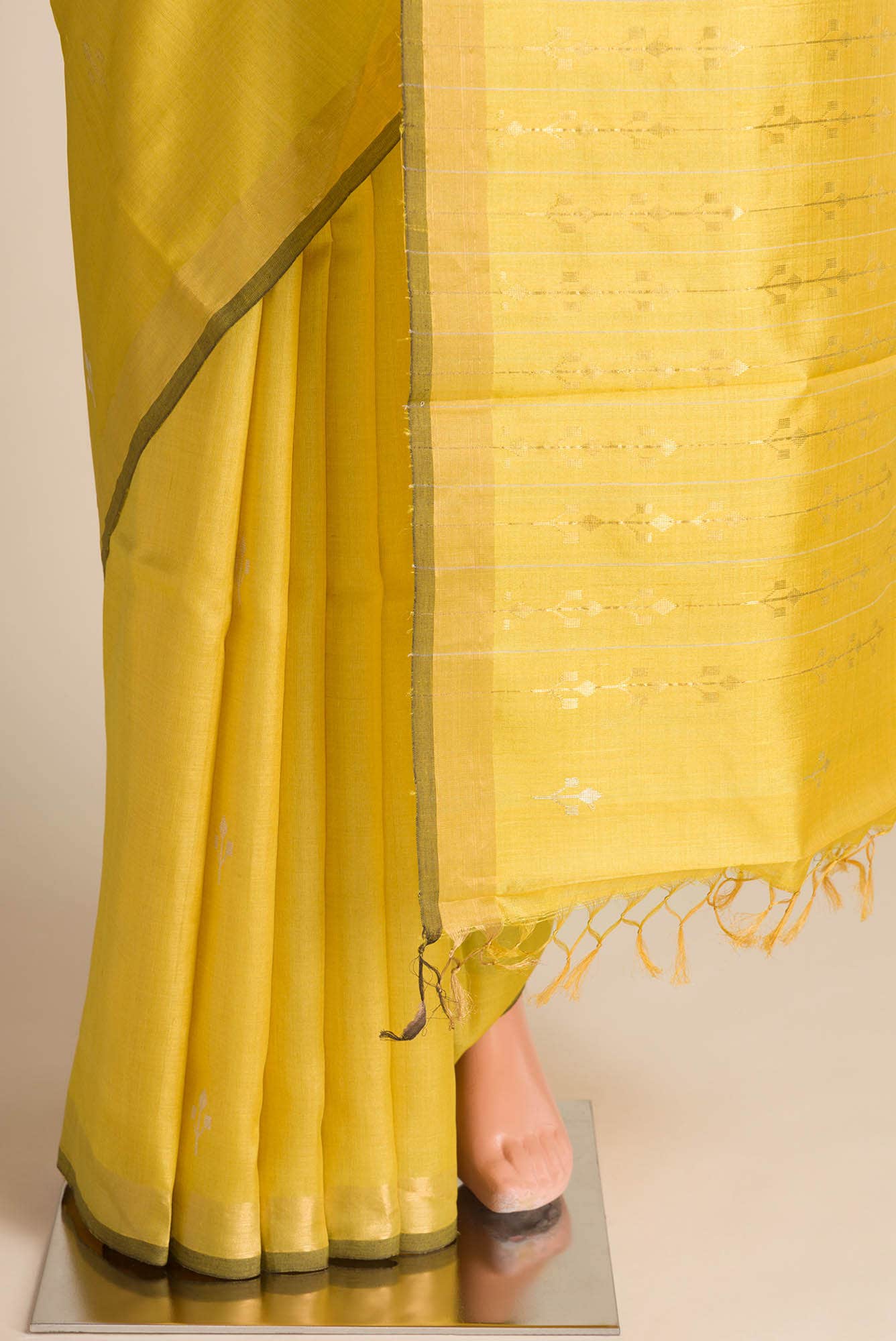 Breeze of Ease-Yellow Bhagalpuri Tussar Silk Saree - Image 3