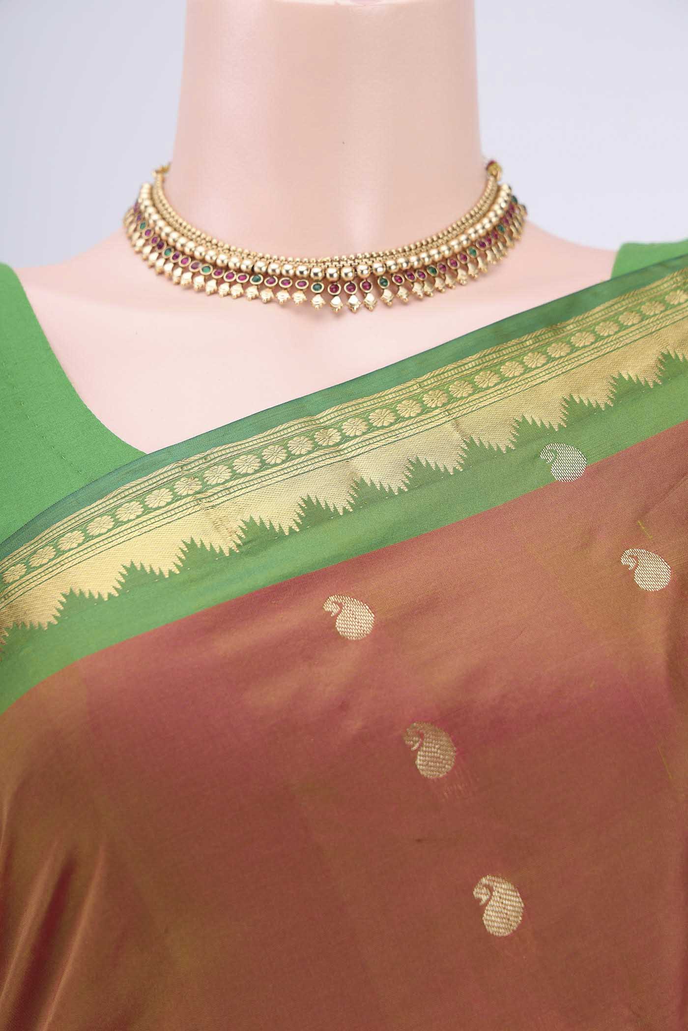 Rust Blended Bangalore Silk Saree - Image 2