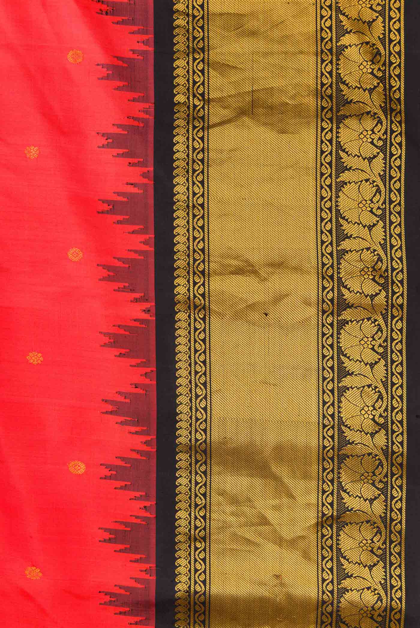 Brick Orange Dual Tone Gadwal Silk Saree - Image 3