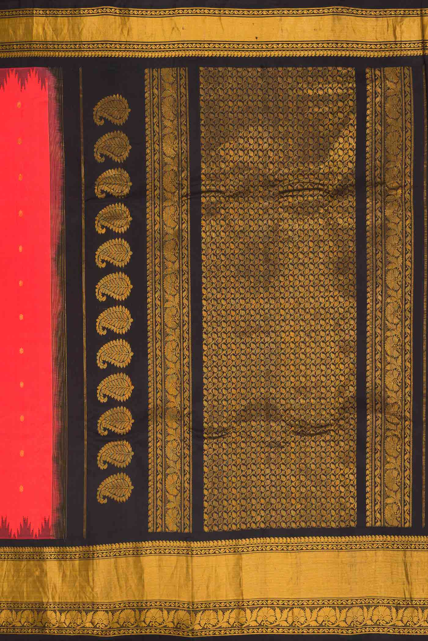 Brick Orange Dual Tone Gadwal Silk Saree - Image 7
