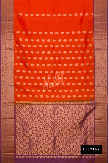 Brick Orange Dual Tone Kanchipuram Silk Saree