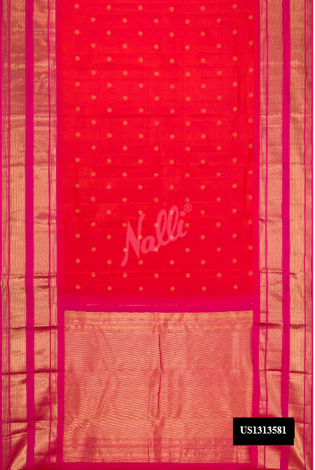 Brick Orange Dual Tone Kanchipuram Silk Saree