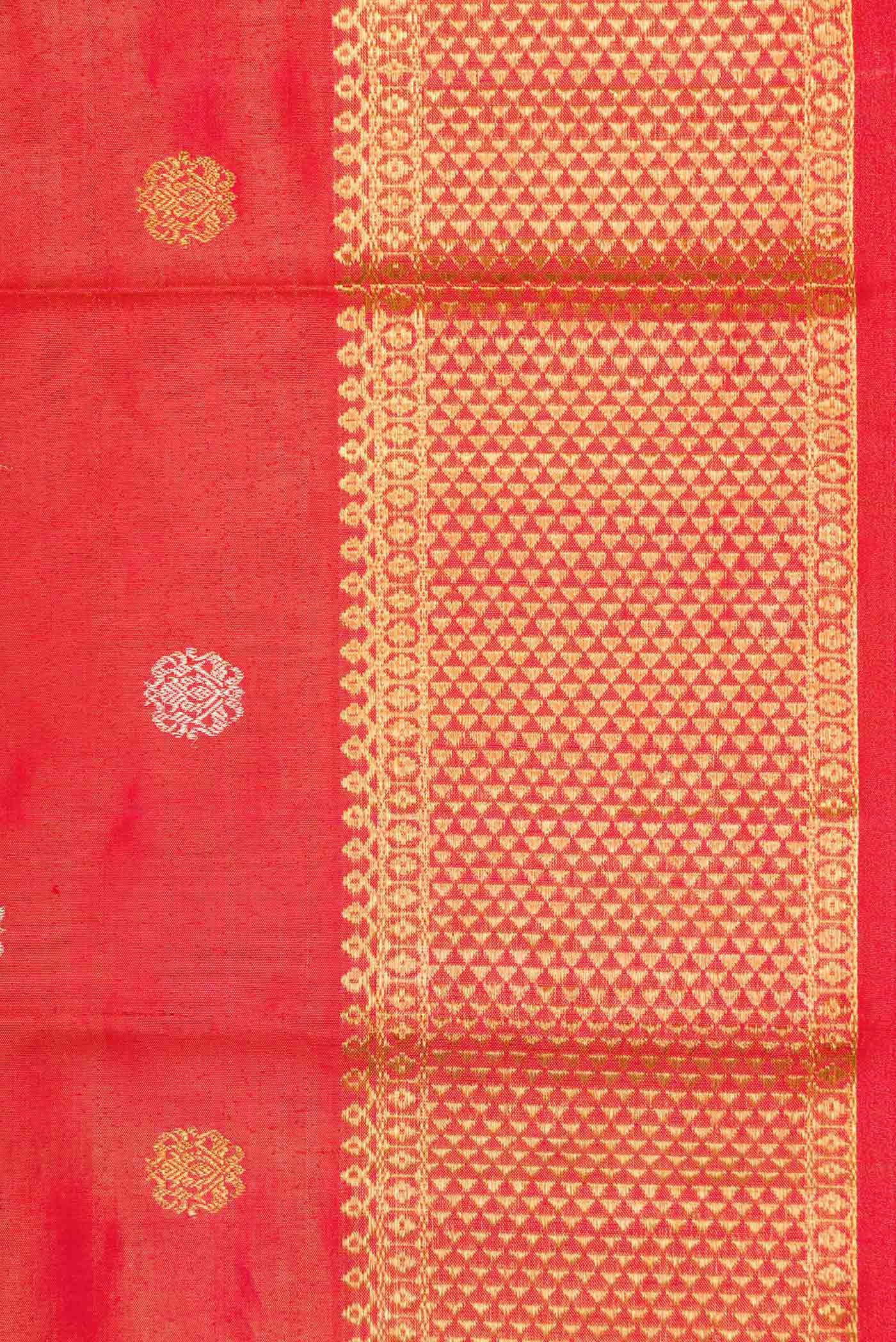 Brick Orange Dual Tone Kanjivaram Silk Saree - Image 3