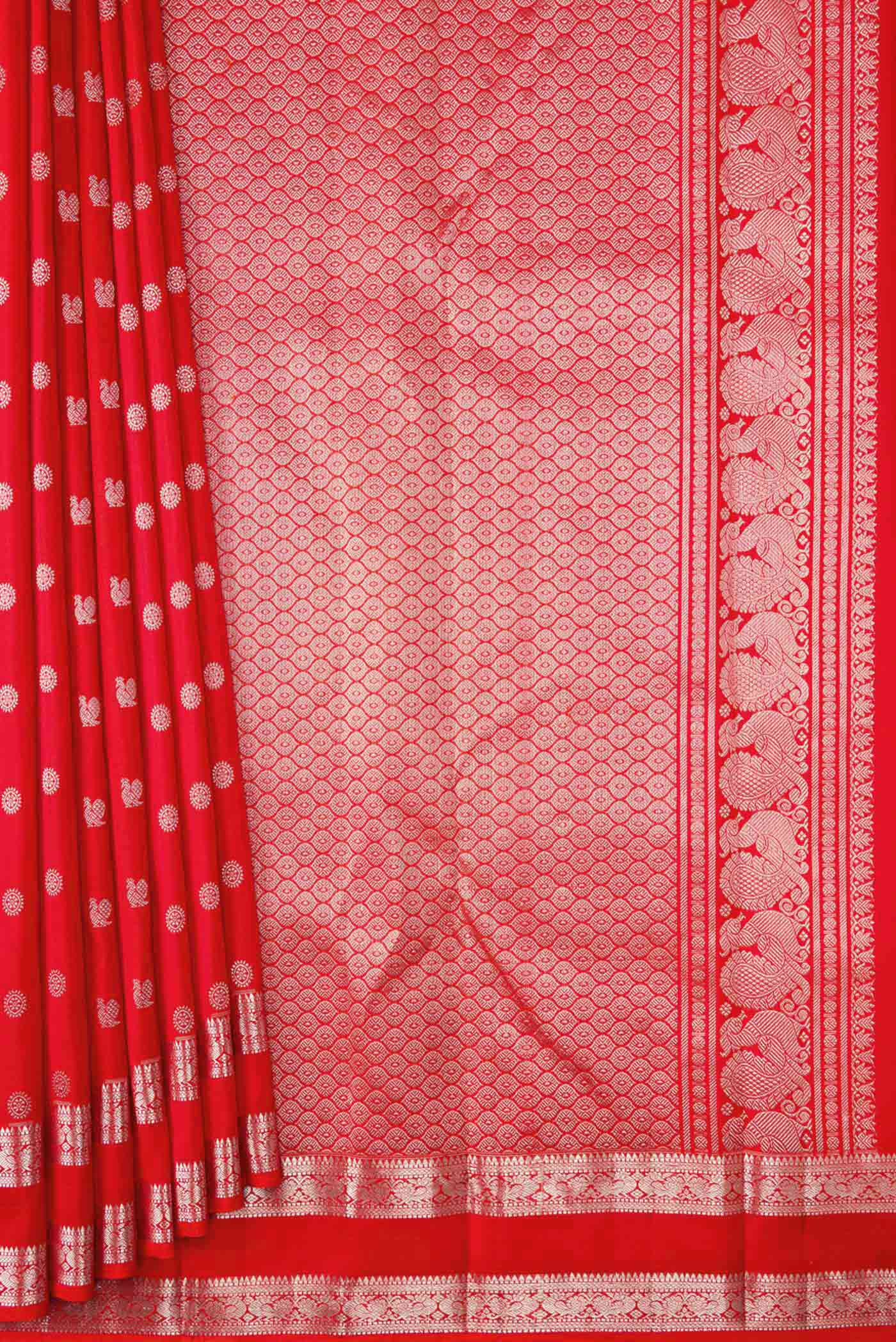 Brick Orange Dual Tone Kanjivaram Silk Saree - Image 4