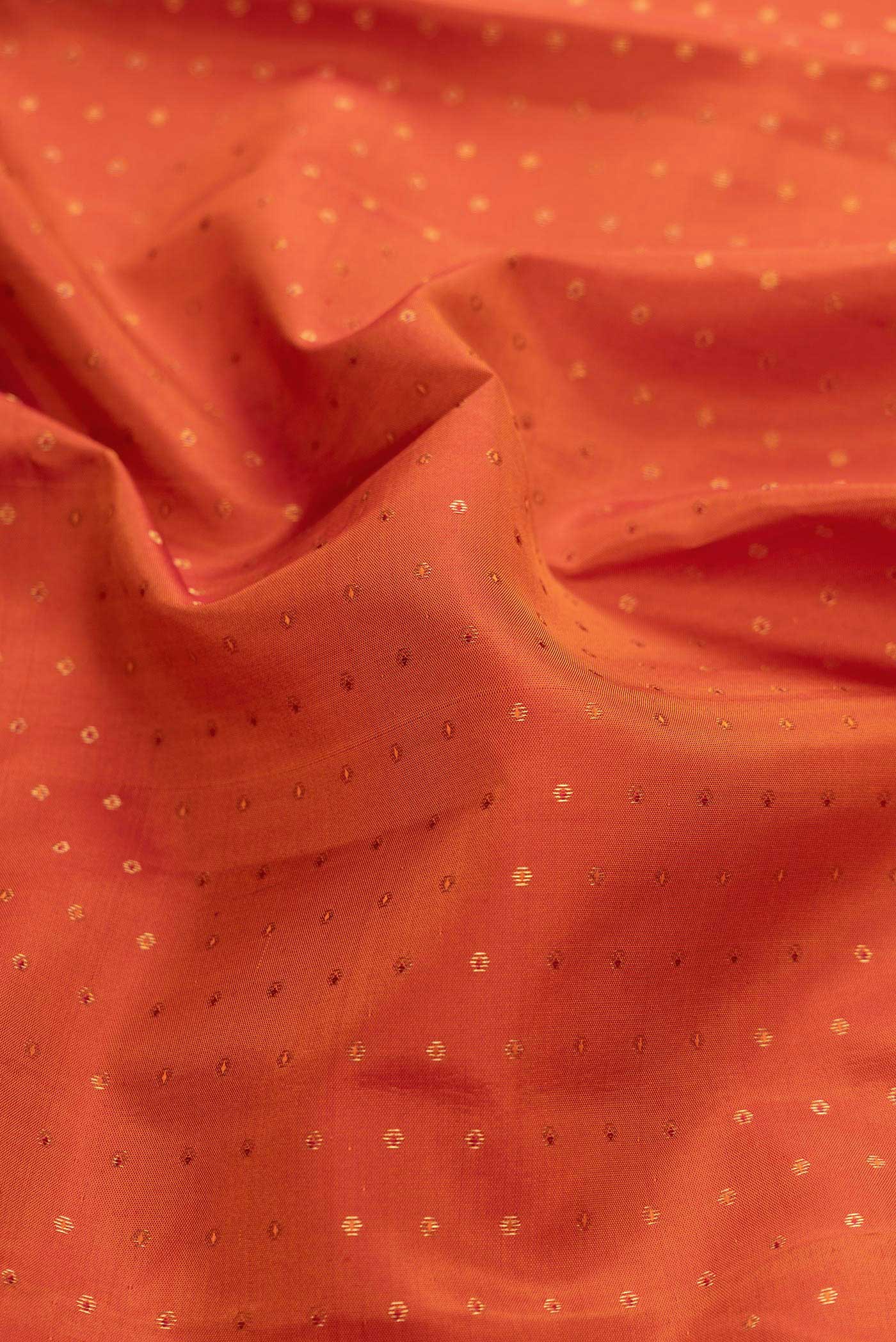 Brick Orange Dual Tone Kanchipuram Silk Saree - Image 2