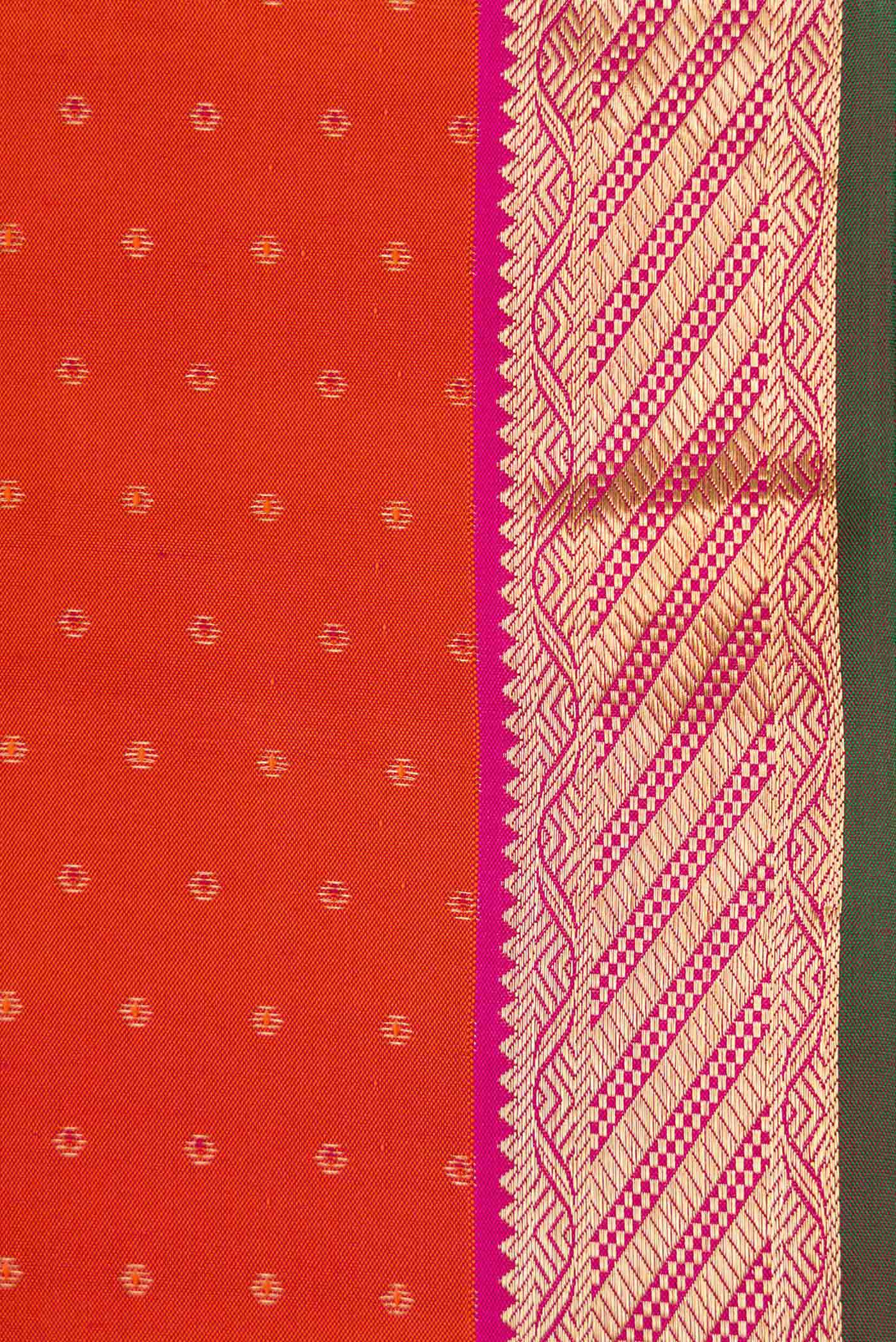 Brick Orange Dual Tone Kanchipuram Silk Saree - Image 3